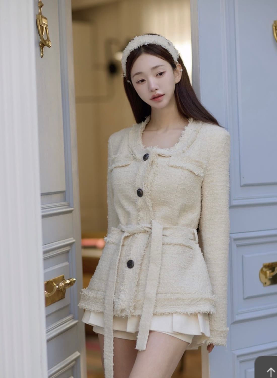 카인다미 프린지 트위드 패딩 코트(하트시그널 지민 착용) 상품이미지1