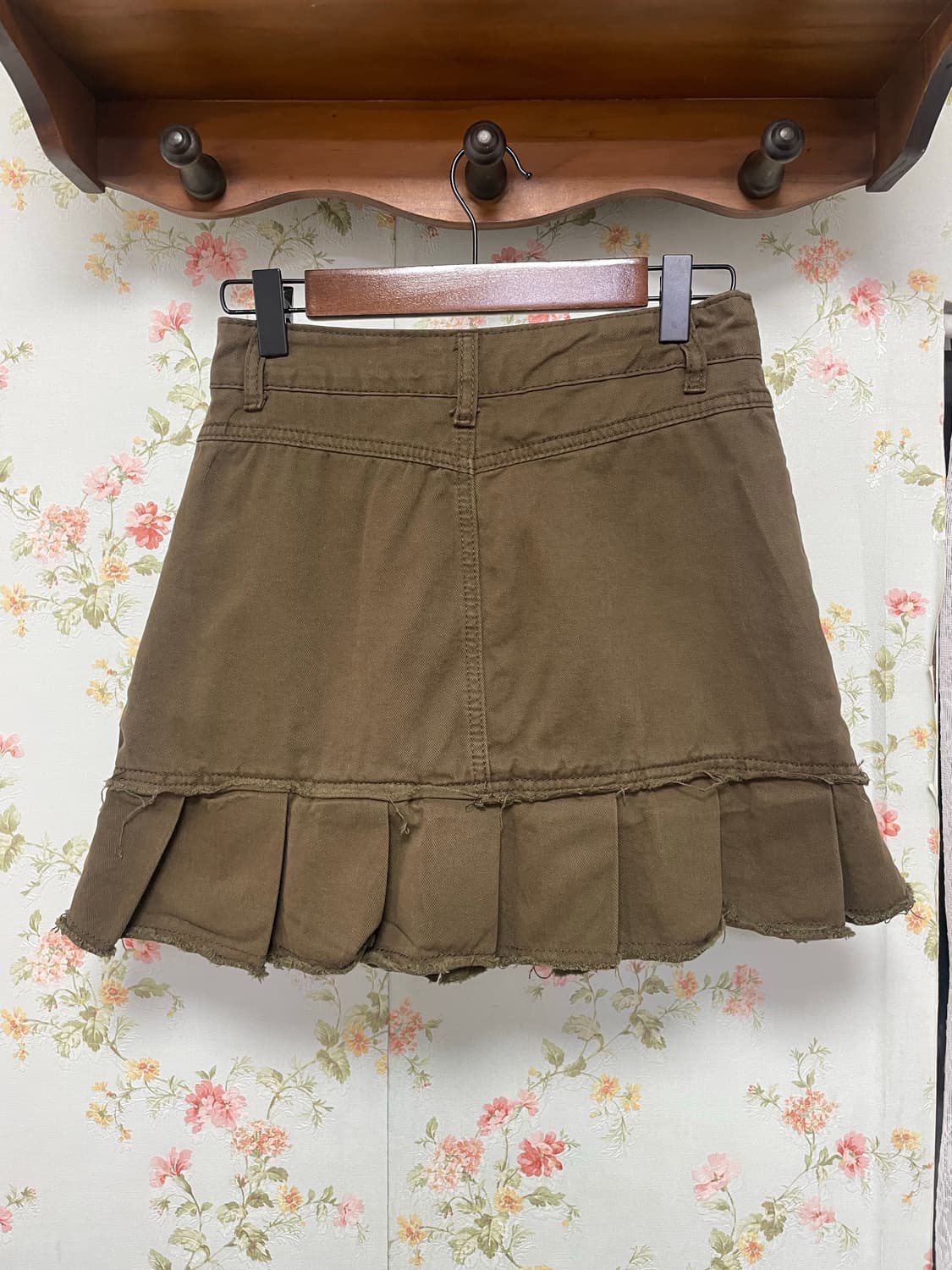 카키 플리츠 미니 스커트 상품이미지2