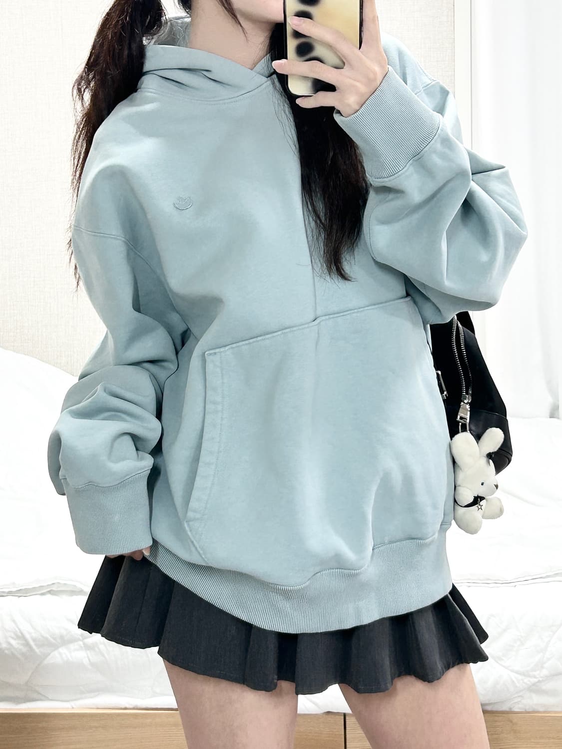 아디다스 패치로고 뮤트하늘 헤비스웻 후드 상품이미지3