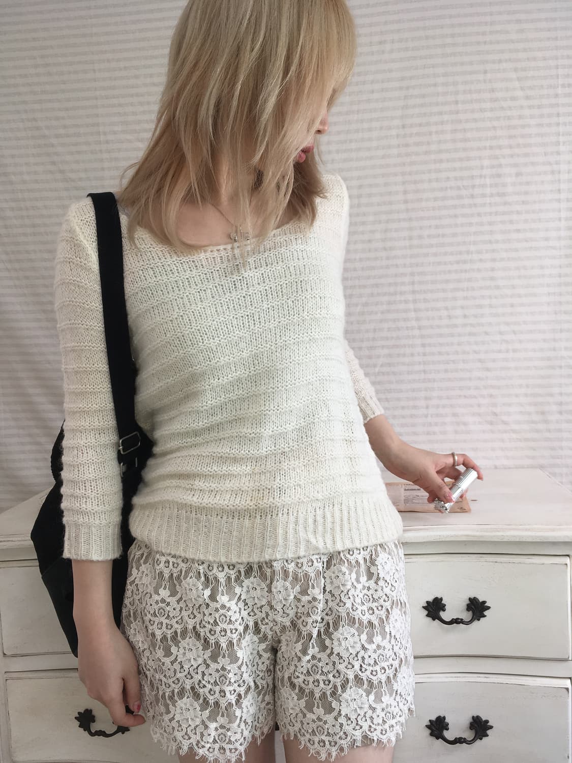 jpn vintage ivory lovely ribbon knit 상품이미지2