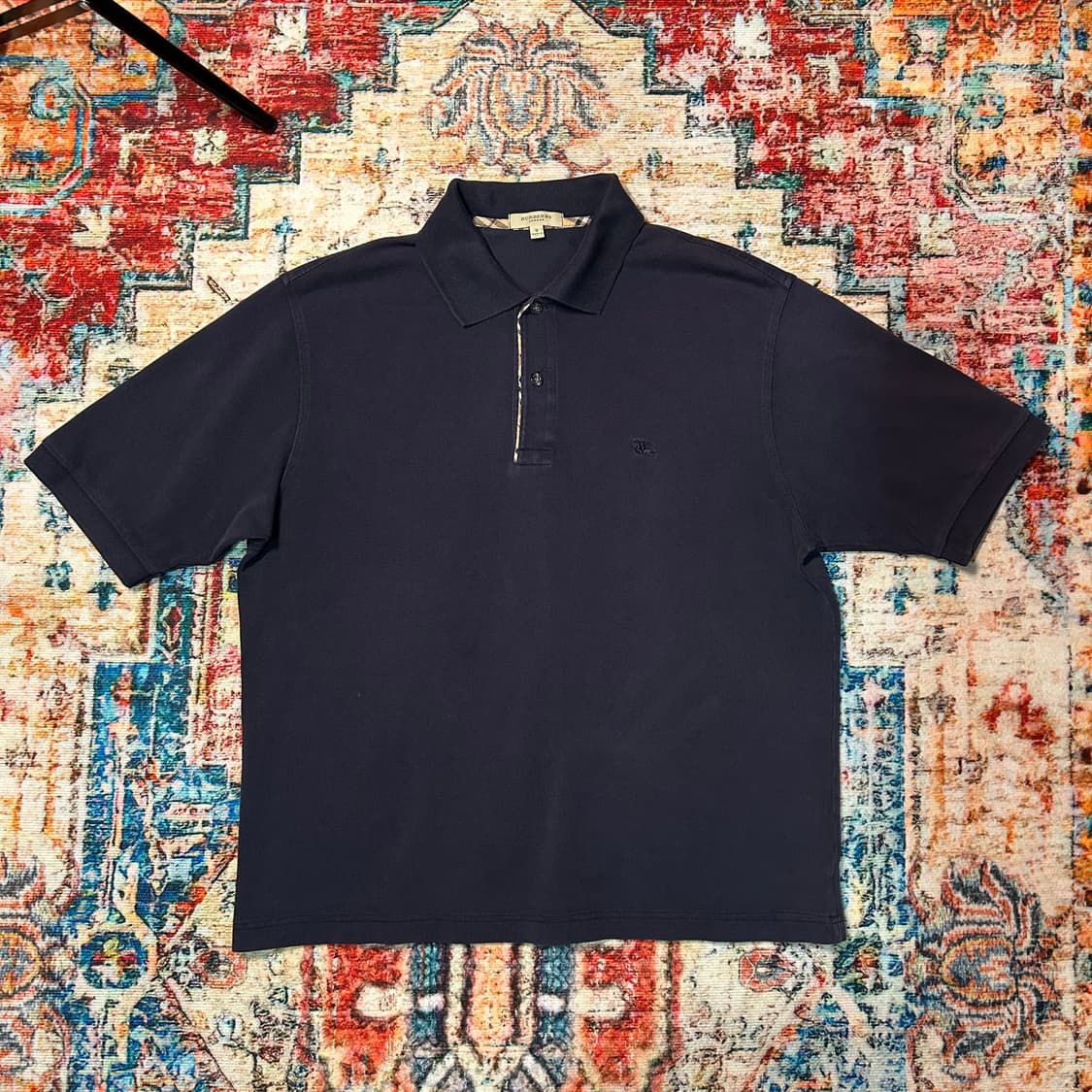 [L] 버버리 네이비 크롭핏 카라 반팔 상품이미지1