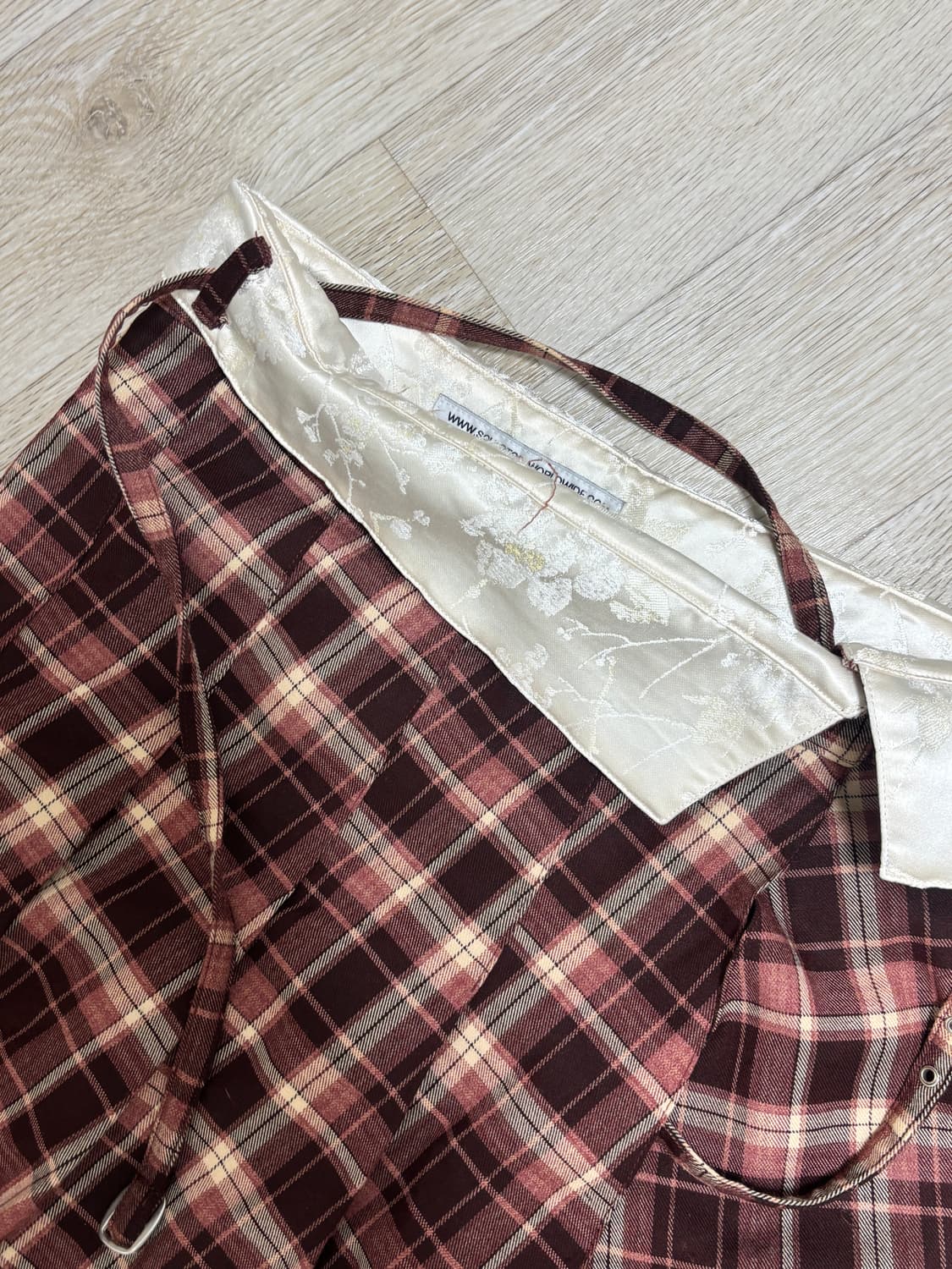 스컬프터 폴더 웨이스트 플리츠 스커트 레드 체크  상품이미지2