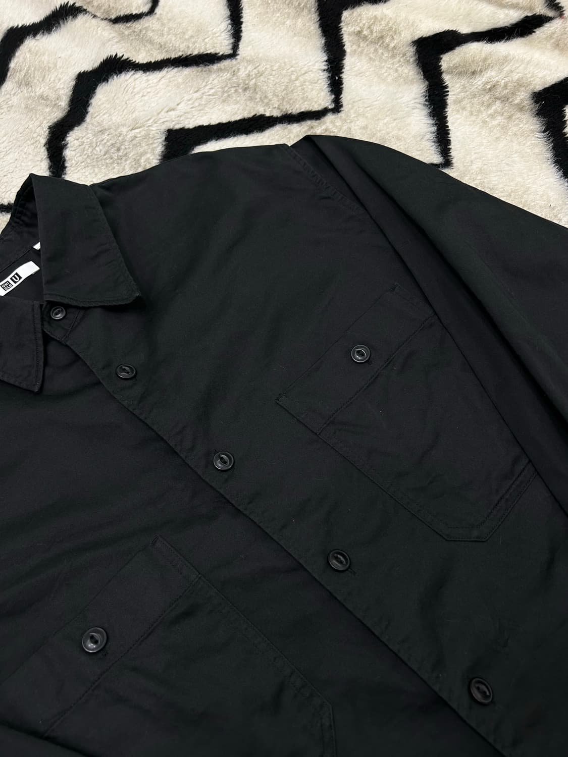 [L]유니클로U 오버핏 투포켓 워크셔츠/블랙 상품이미지1