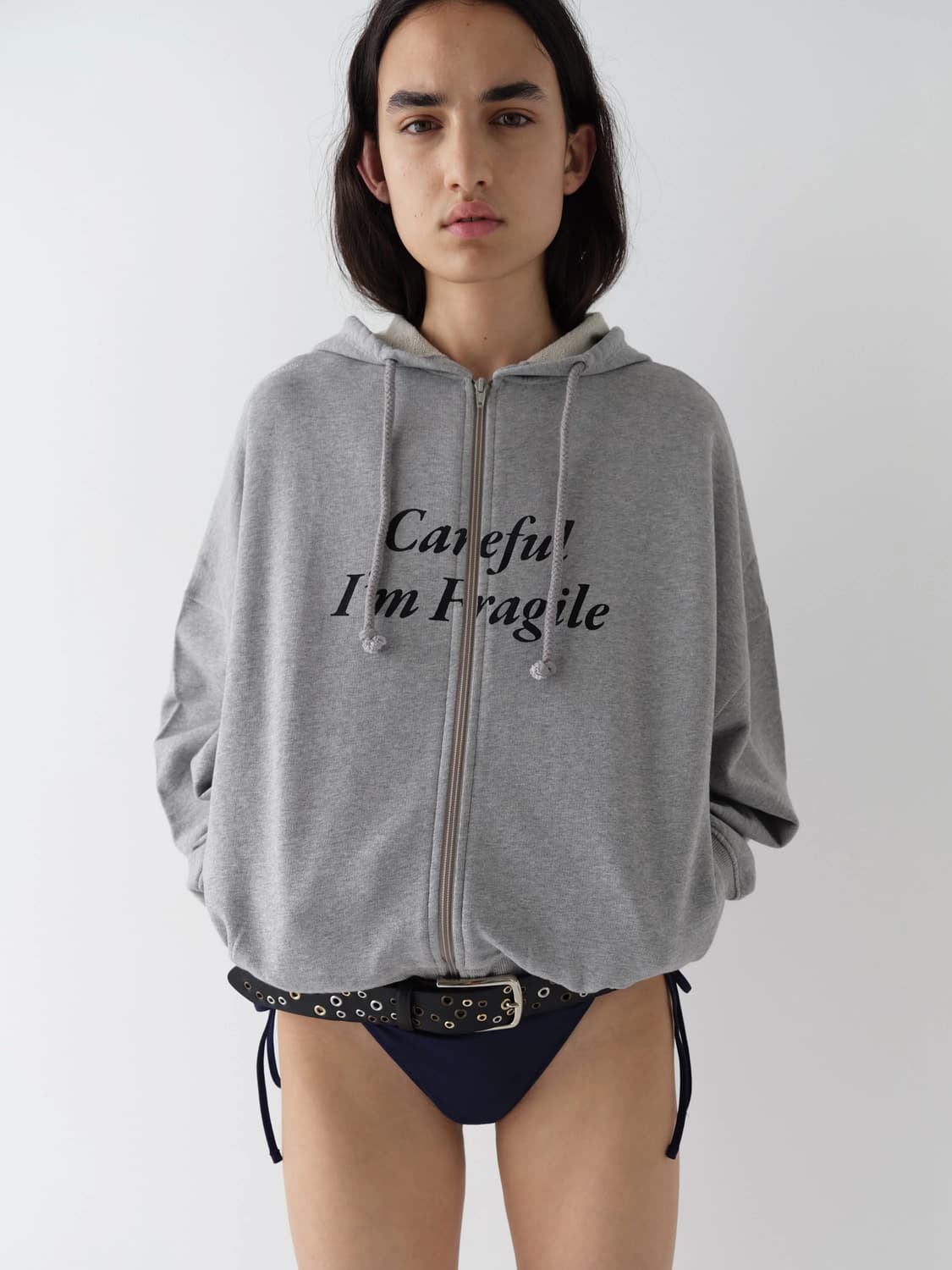 (S,M,L,XL)/ 기마구아스 CAREFUL 후드집업 그레이 상품이미지1