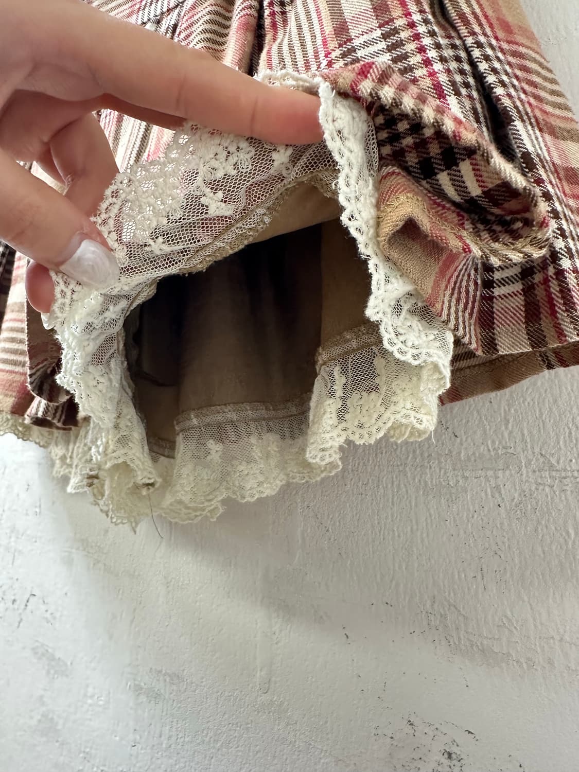 일본빈티지 Liz Lisa 리즈리사 체크 플리츠 큐롯팬츠 레이스 스커트 상품이미지3