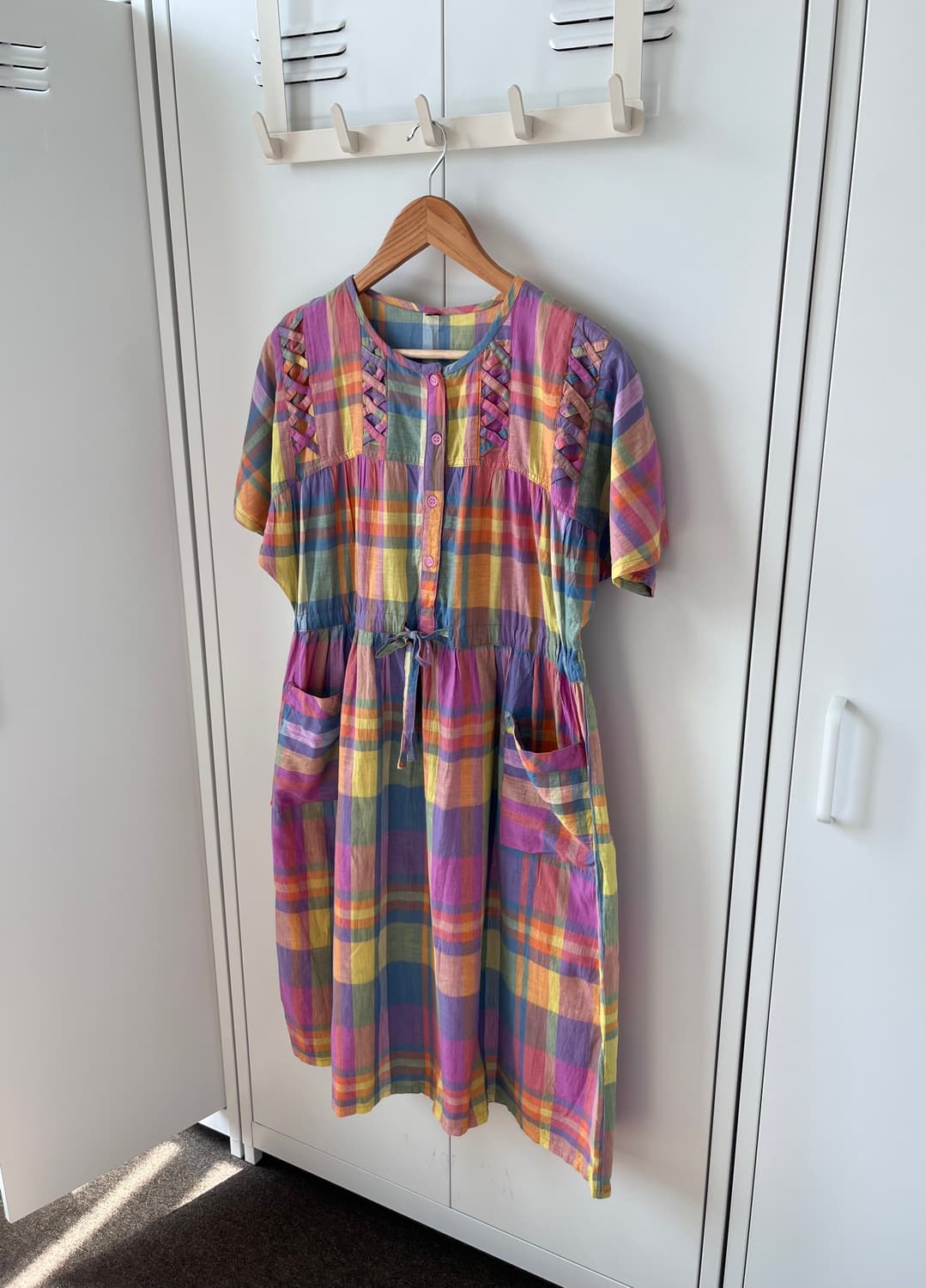 Vintage 무지개 체크 패턴 하구미 원피스 상품이미지2