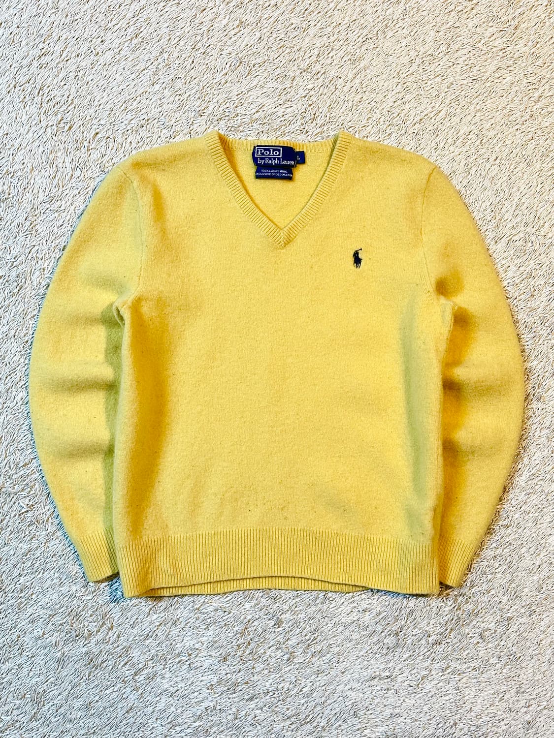 폴로 랄프로렌 블랙포니 램스울 브이넥 니트 옐로우 상품이미지1