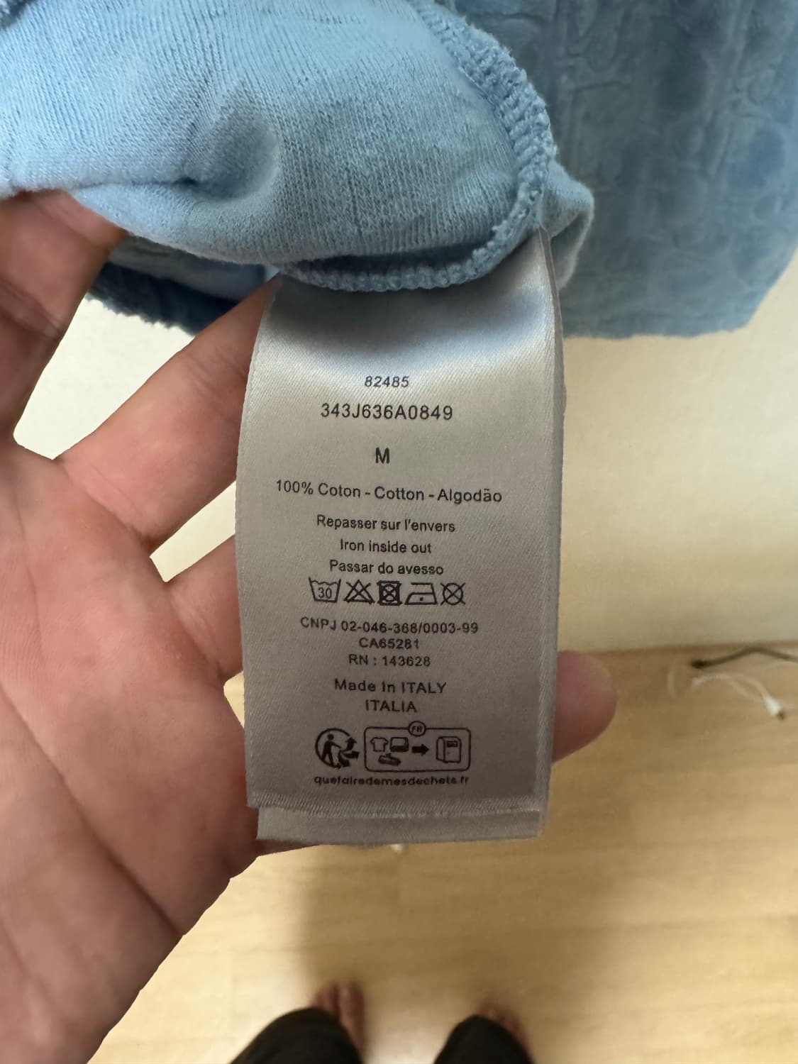 디올 오블리크 테리 코튼 스카이블루 상품이미지3