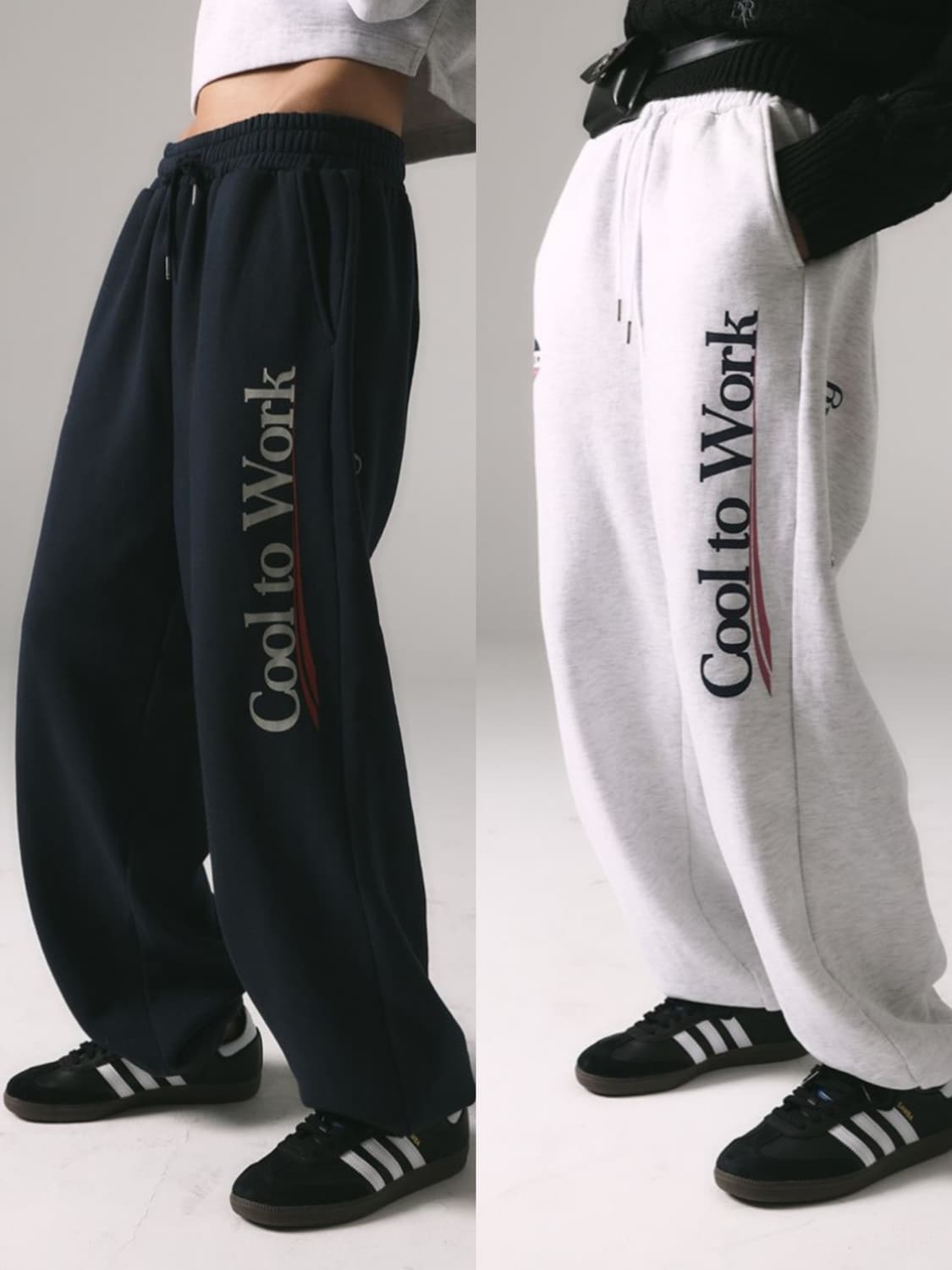 새상품 프렌다 cool to work 기모 조거 팬츠 네이비 헤더그레이 상품이미지1
