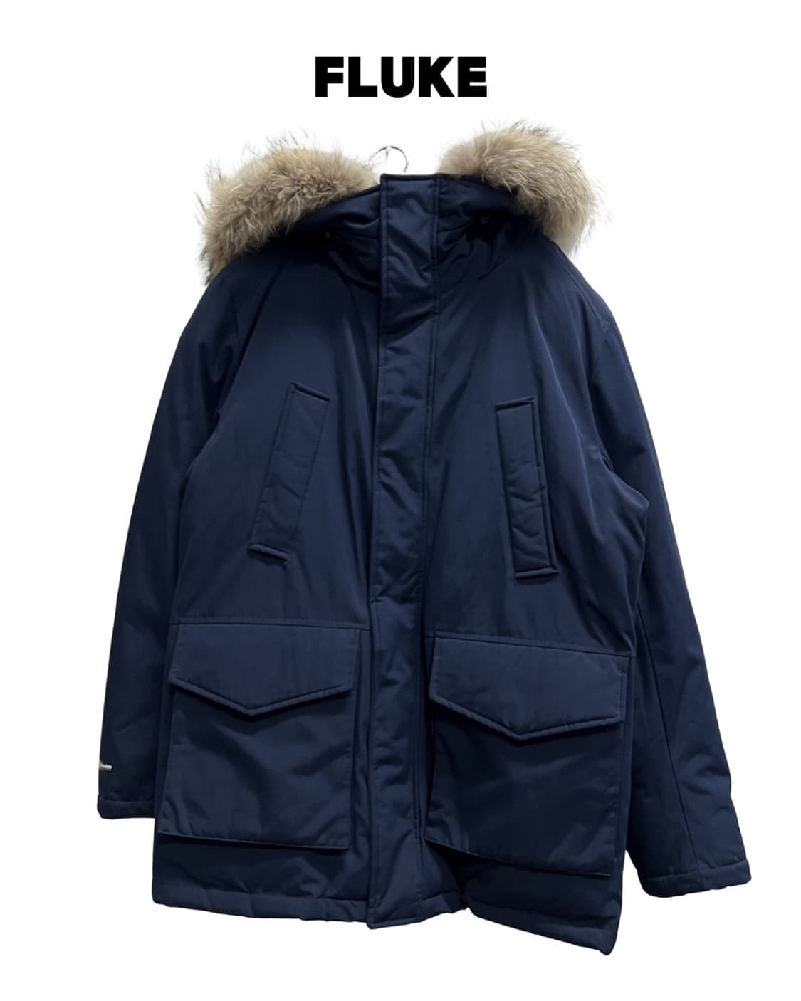 (L) Fluke 플루크 라쿤퍼 야상 솜 패딩 자켓 네이비 상품이미지1