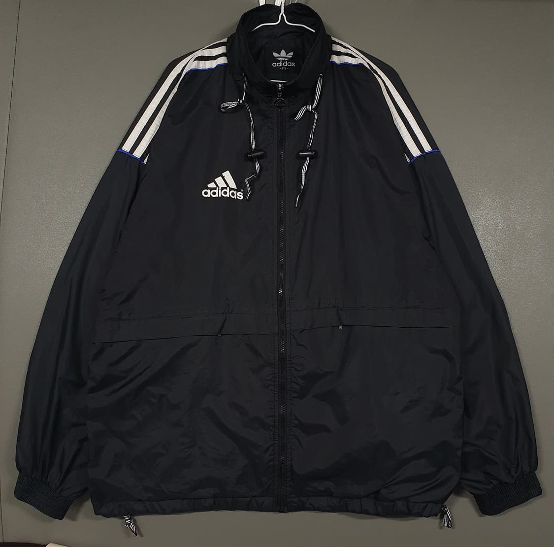 115 (3XL) 아디다스 대장급 올드 삼선 바람막이 집업 자켓 블랙 상품이미지1