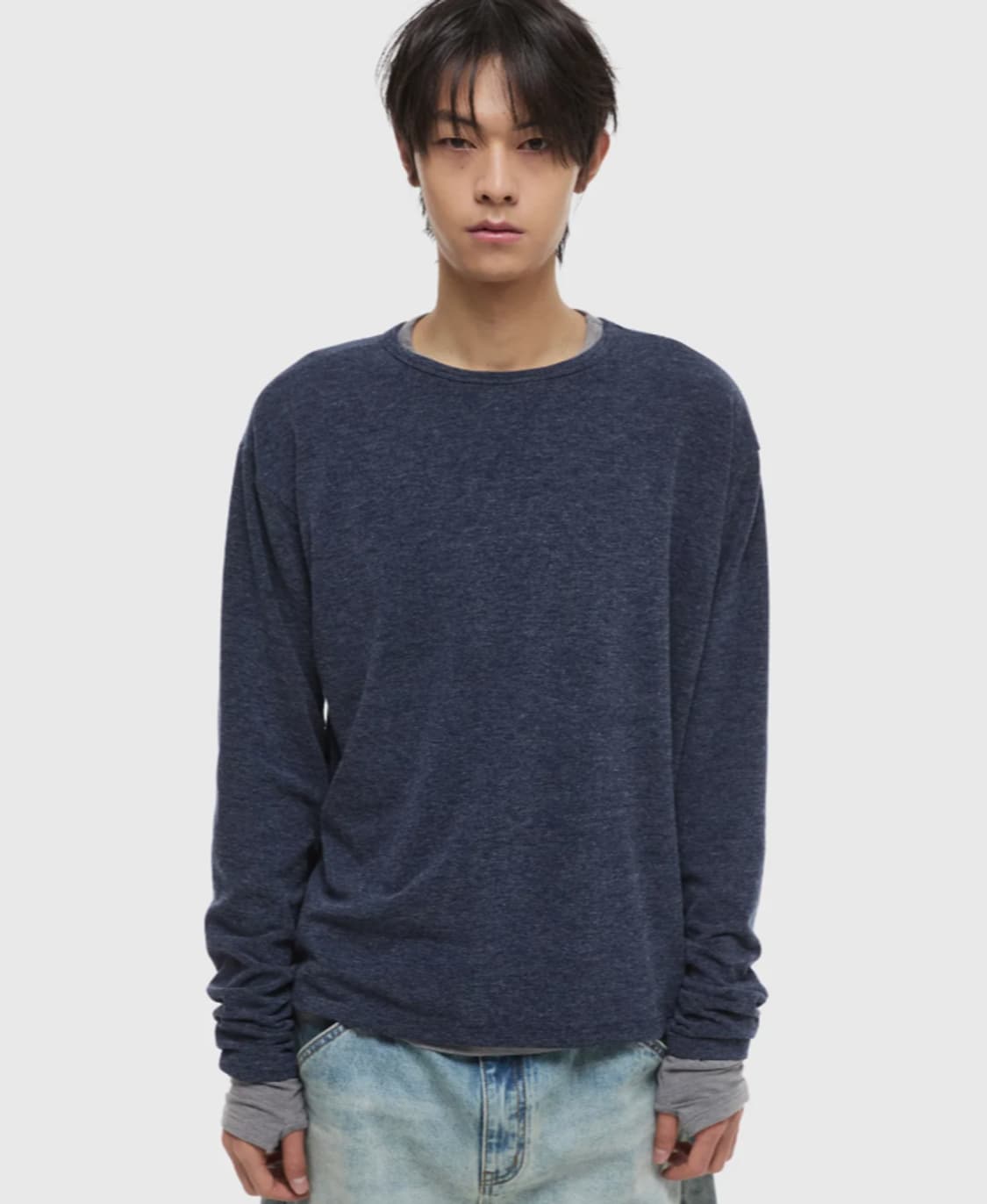 [XL] 온플릿 X DNSR 레이어드 보트넥 롱슬리브 네이비 상품이미지1