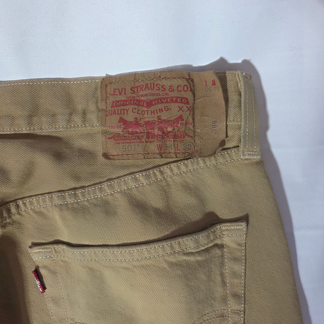[W34L30]00s 리바이스 501 베이지 데님 팬츠 상품이미지7