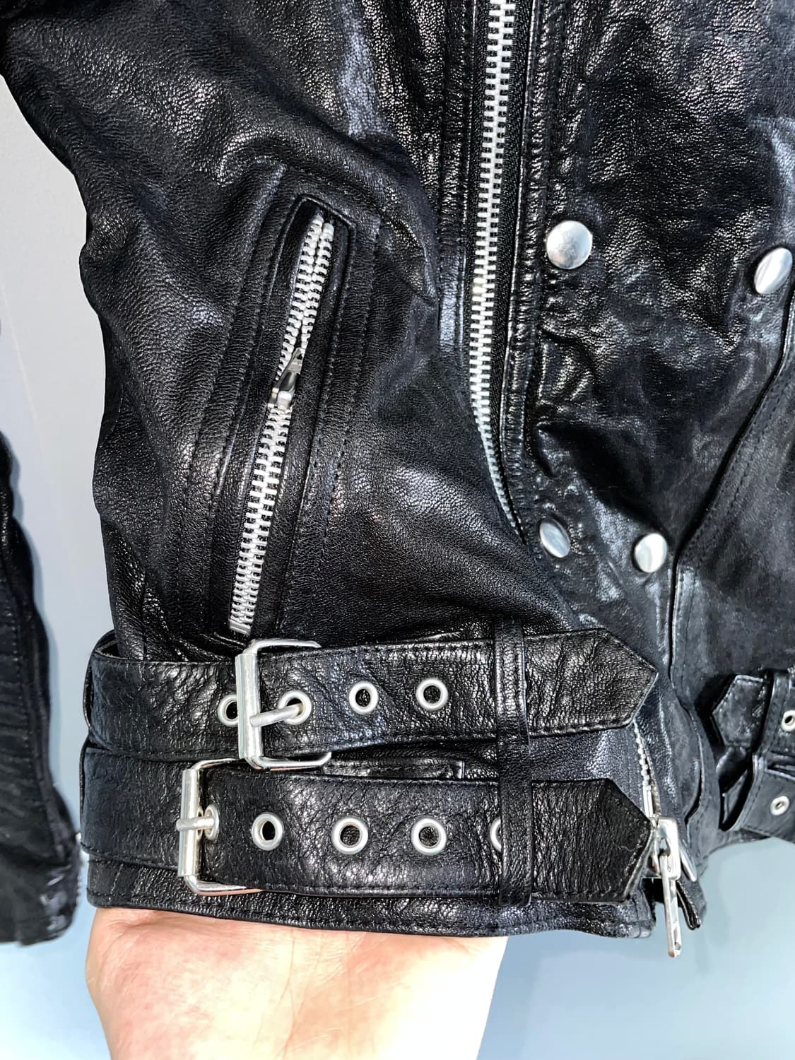 Goatskin rock punk leather jac 상품이미지9