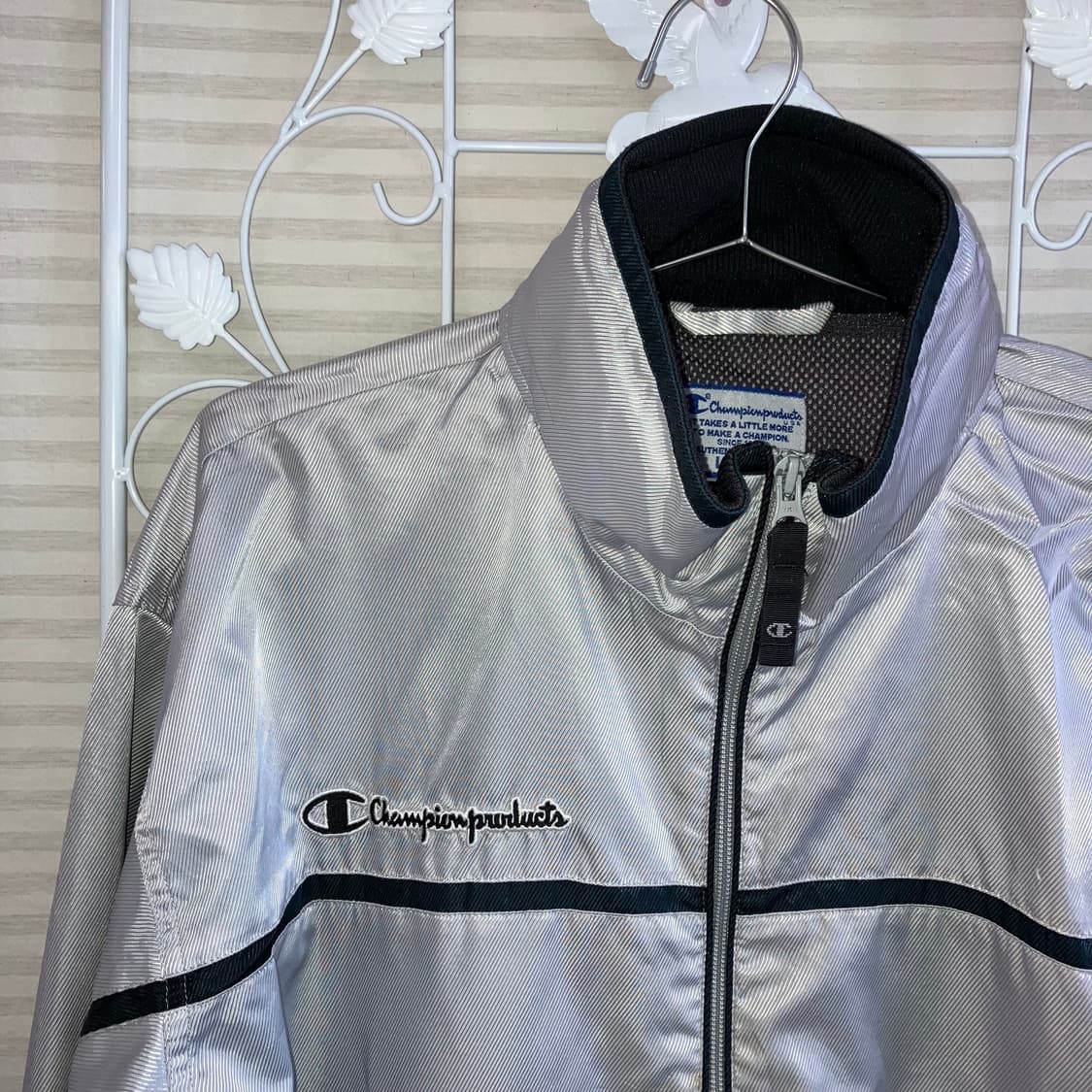 빈티지 챔피언 실버 바람막이 y2k 스트릿 갸루 펑키466 상품이미지3