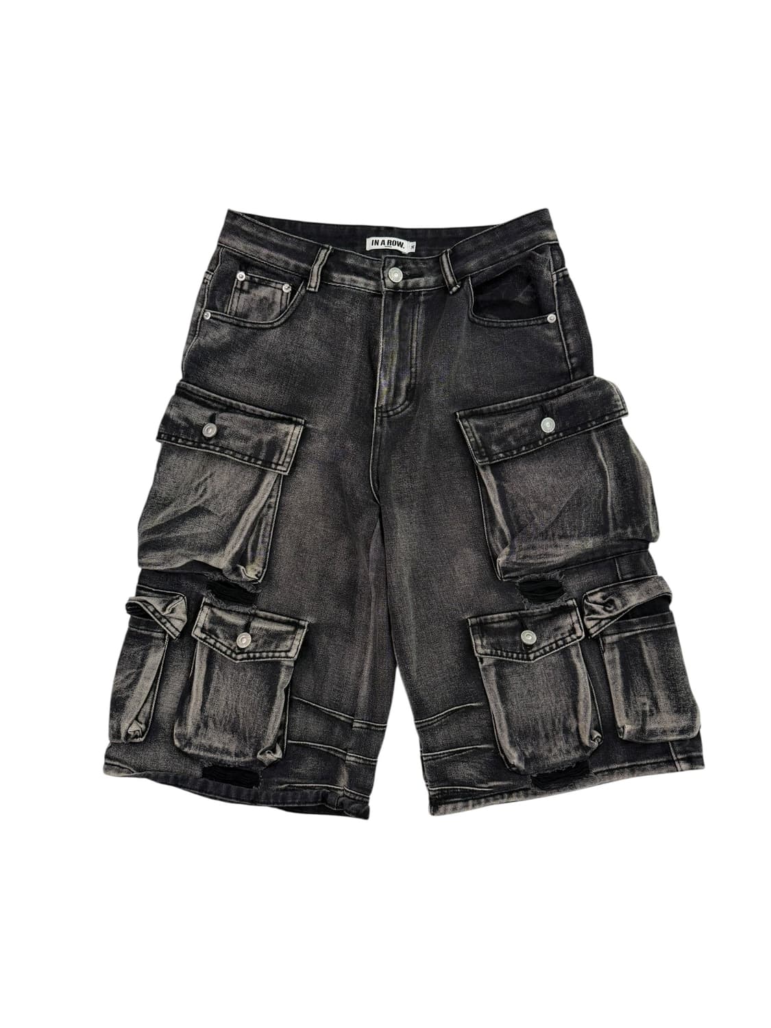 빈티지 흑청 데미지 버뮤다 상품이미지5