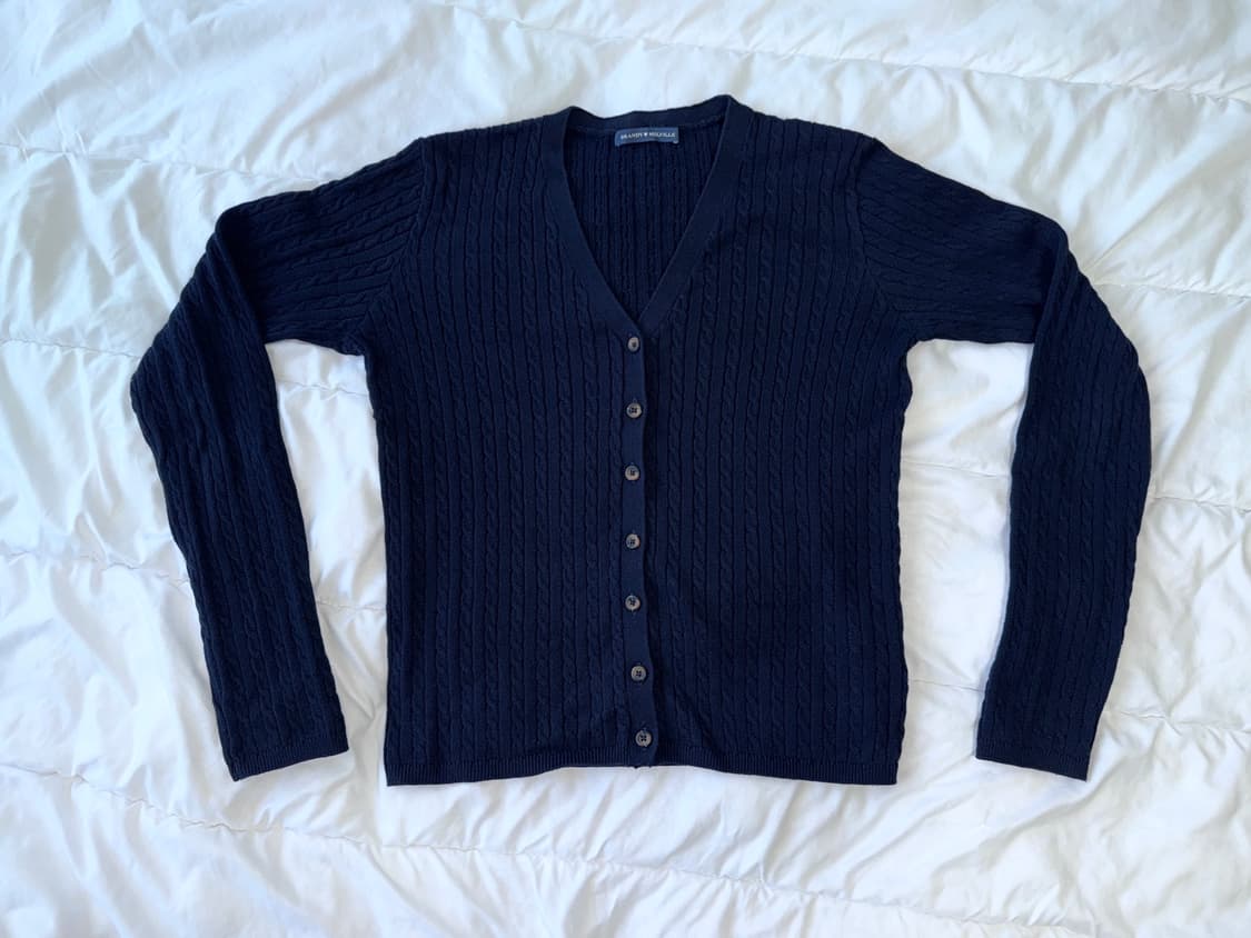 ZOE 조 브이넥 케이블 가디건 네이비 상품이미지2