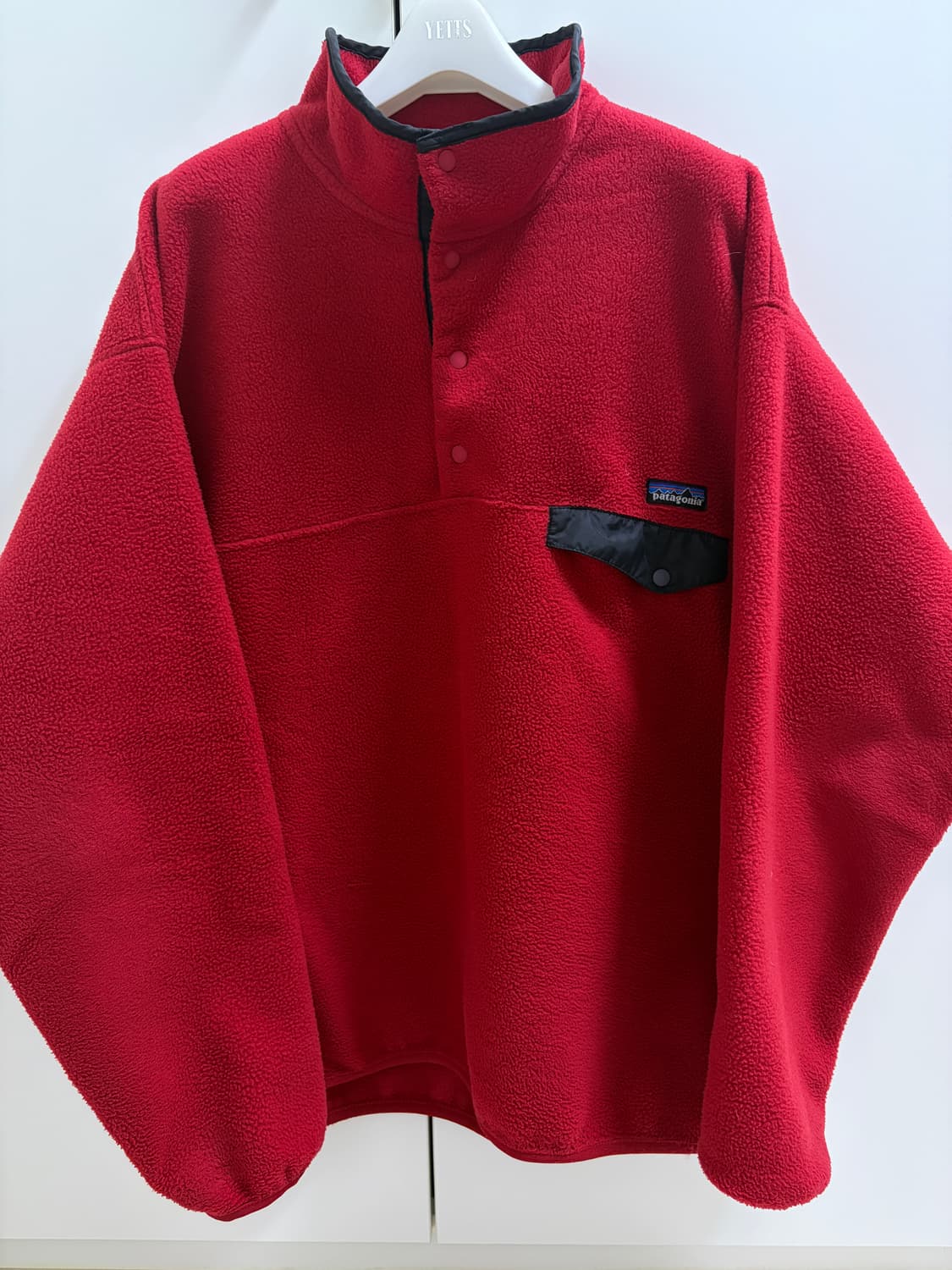 90s 파타고니아 신칠라 스냅티 레드 블랙 L 상품이미지1