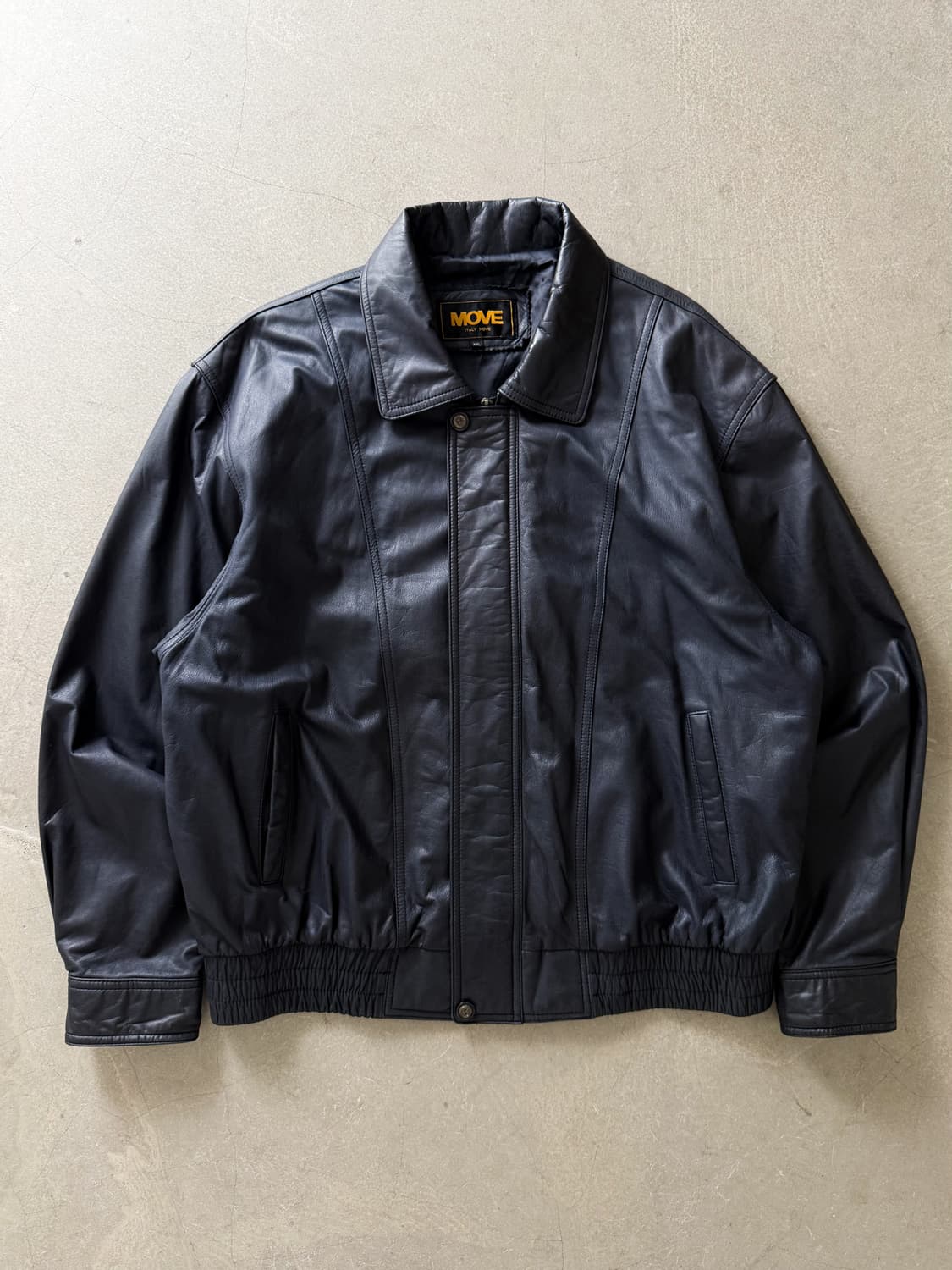 Vintage Move Leather Bomber Jacket 상품이미지1