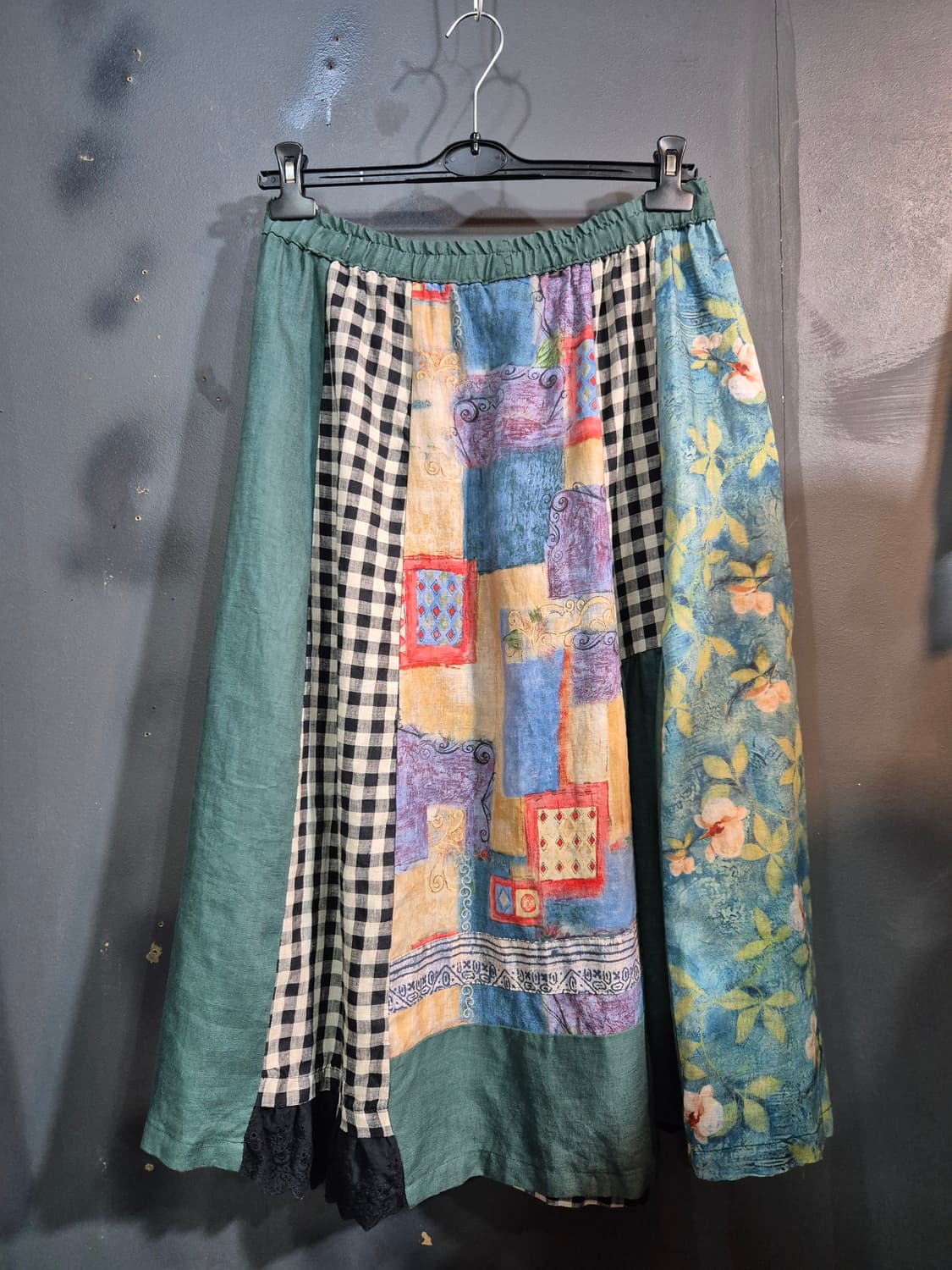 린넨 패치워크 롱 스커트 허리단면 41 33 34 35인치 가능 상품이미지2