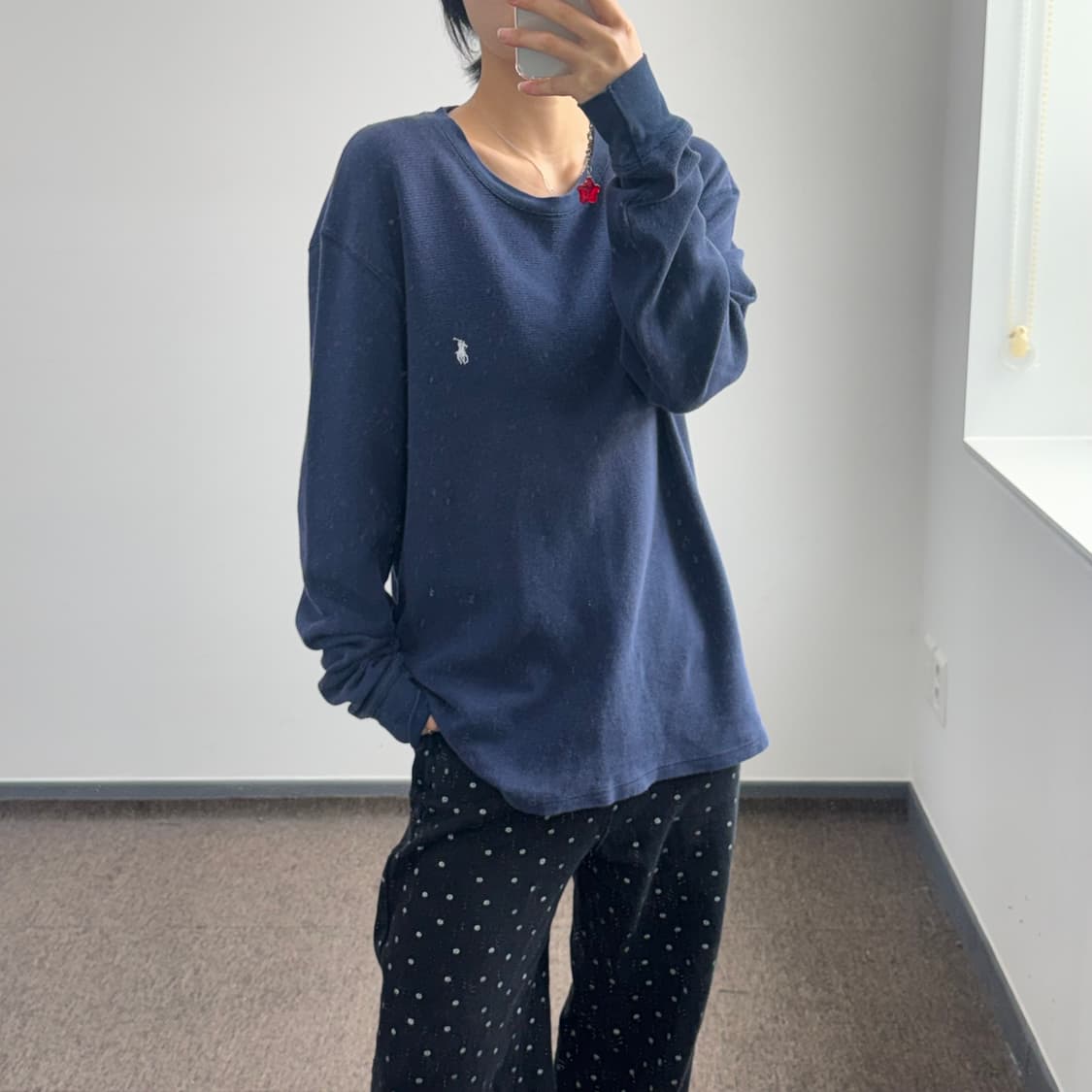 Polo 폴로 화이트 포니 네이비 와플 니트 상품이미지2