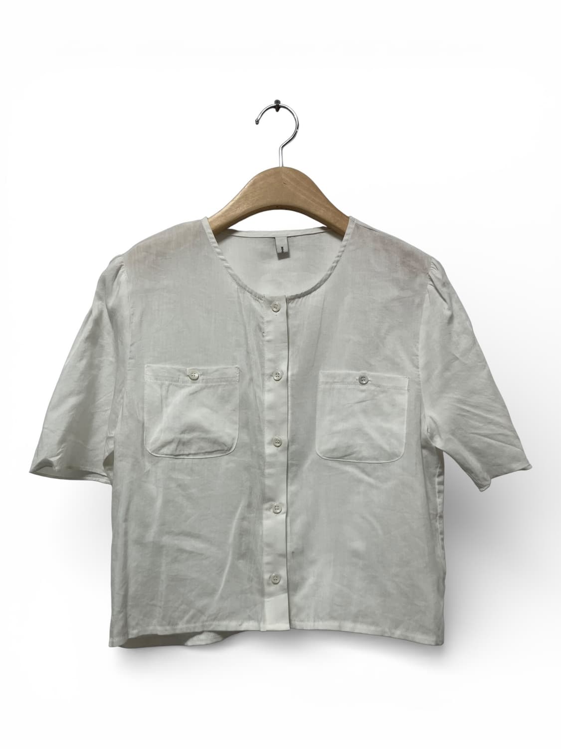 Minuet 화이트 크롭 포켓 셔츠 S 상품이미지1