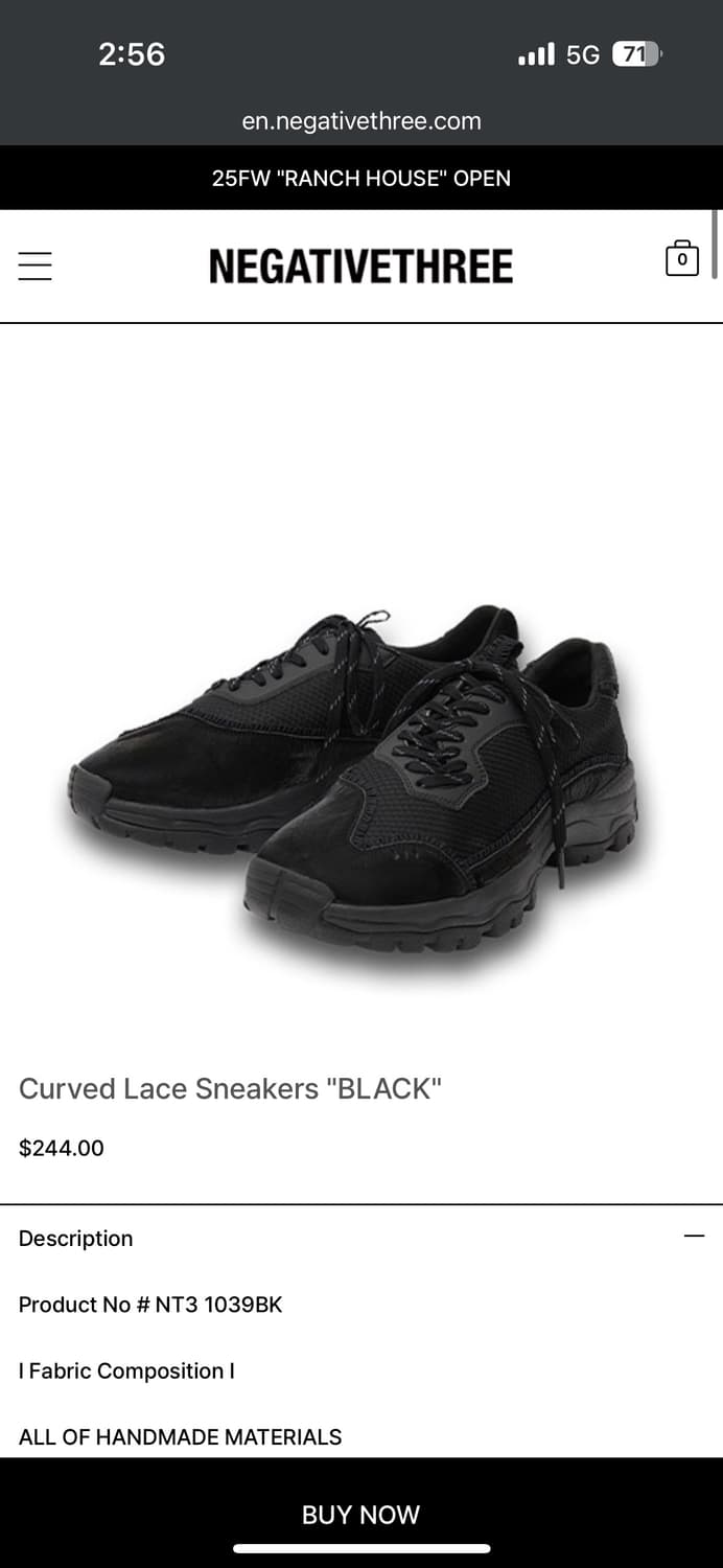 Negativethree 커브드 레이스 스니커즈 상품이미지5