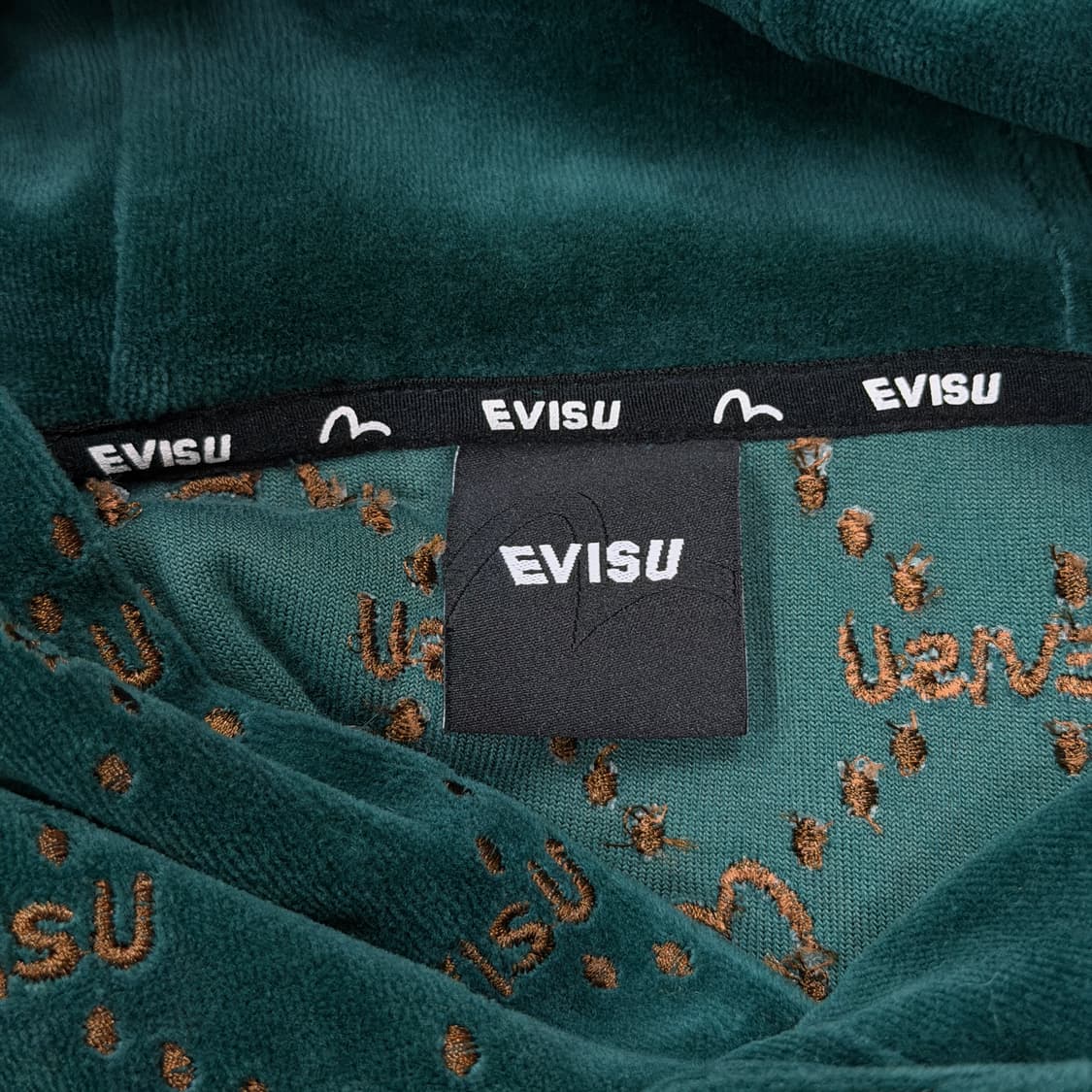 에비수 벨벳 모노그램 자수 후드티 그린 L 상품이미지4