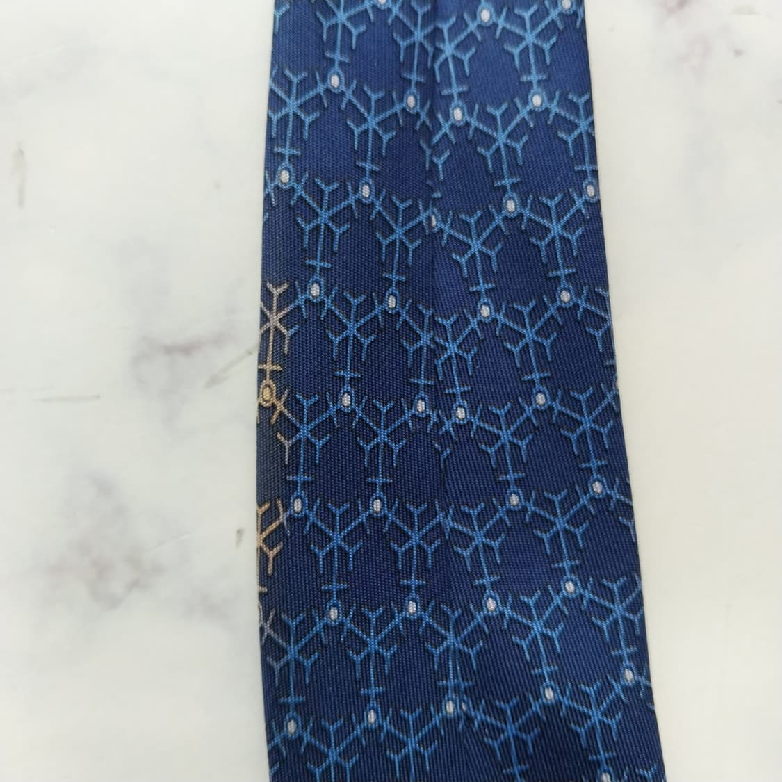 에르메스 실크 네이비 패턴 넥타이 9cm B등급 K2444 상품이미지10