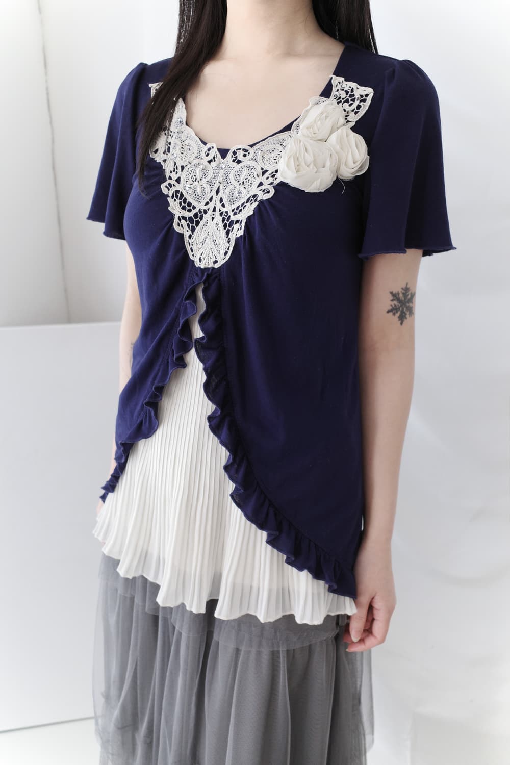 axes femme) flower pleats half T  상품이미지7