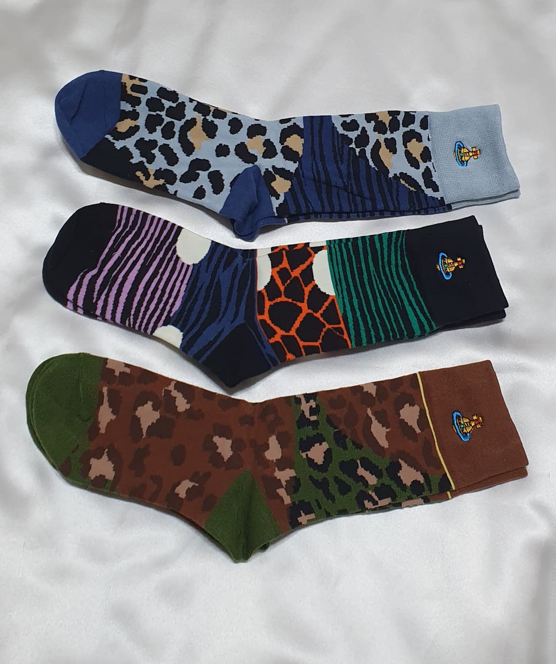 블루 퍼플 그린 브라운 호피 레오파드 지브라 얼룩말 비비안웨스트우드 양말 상품이미지3