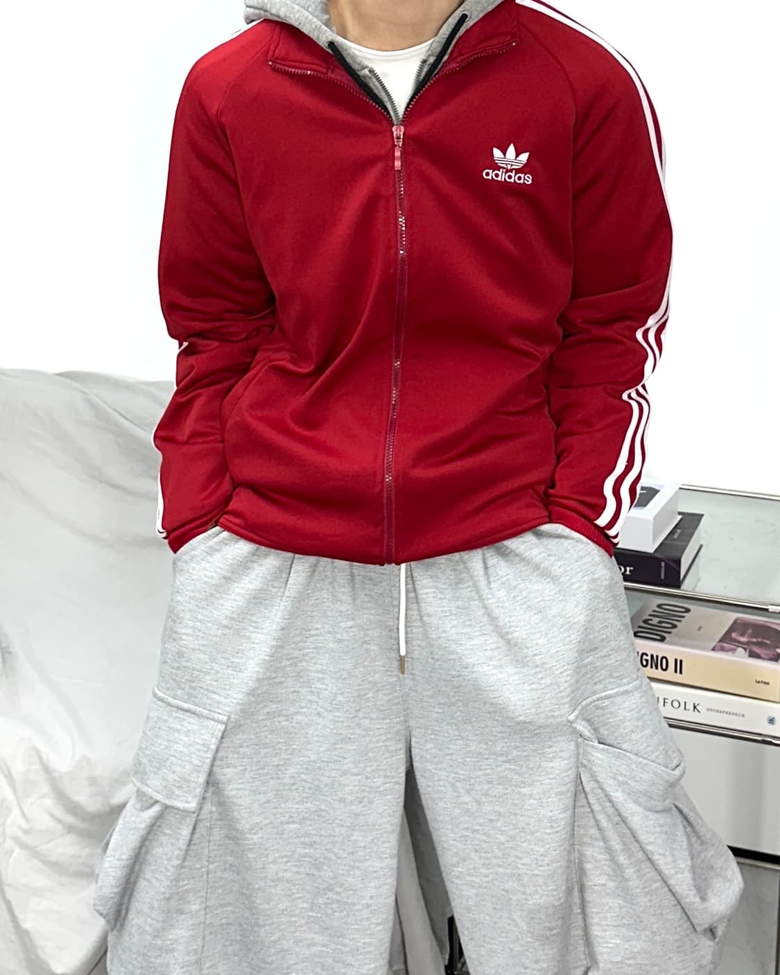 아디다스 파이어버드 버건디 레드 트랙탑 져지 2XL 상품이미지1