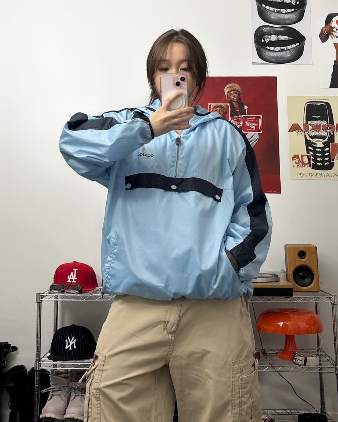 아디다스 00s 스카이블루 아노락 자켓 상품이미지2