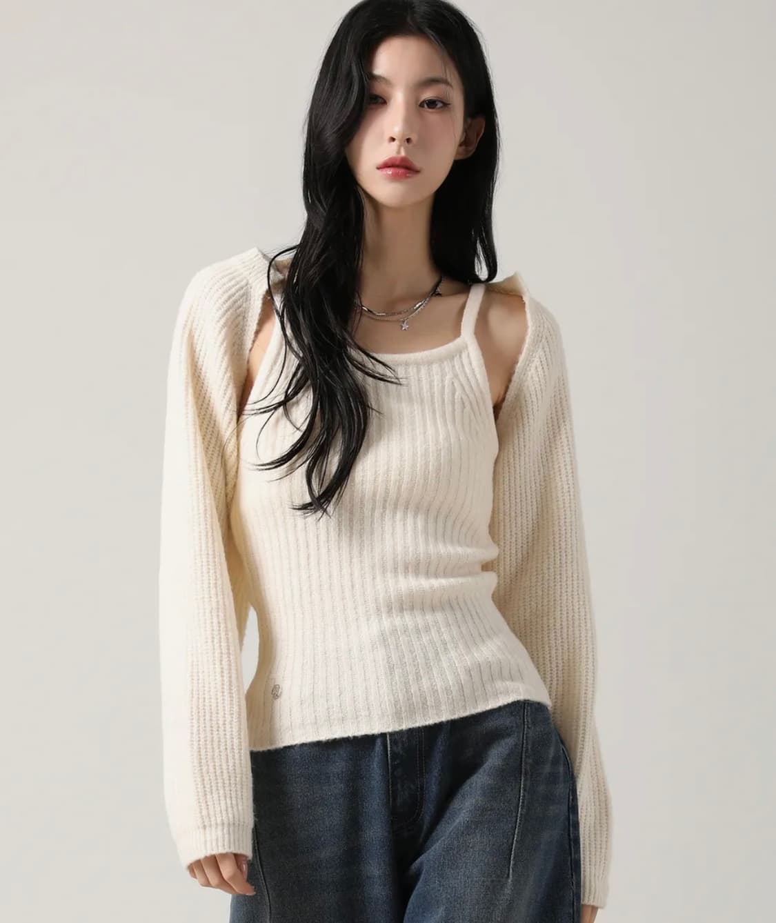 Adel Bolero Cardigan Knit Set [Ivory] 상품이미지1