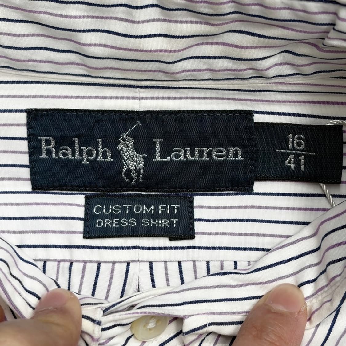 POLO 커스텀핏 네이비퍼플 스트라이프 셔츠 16/41 상품이미지5
