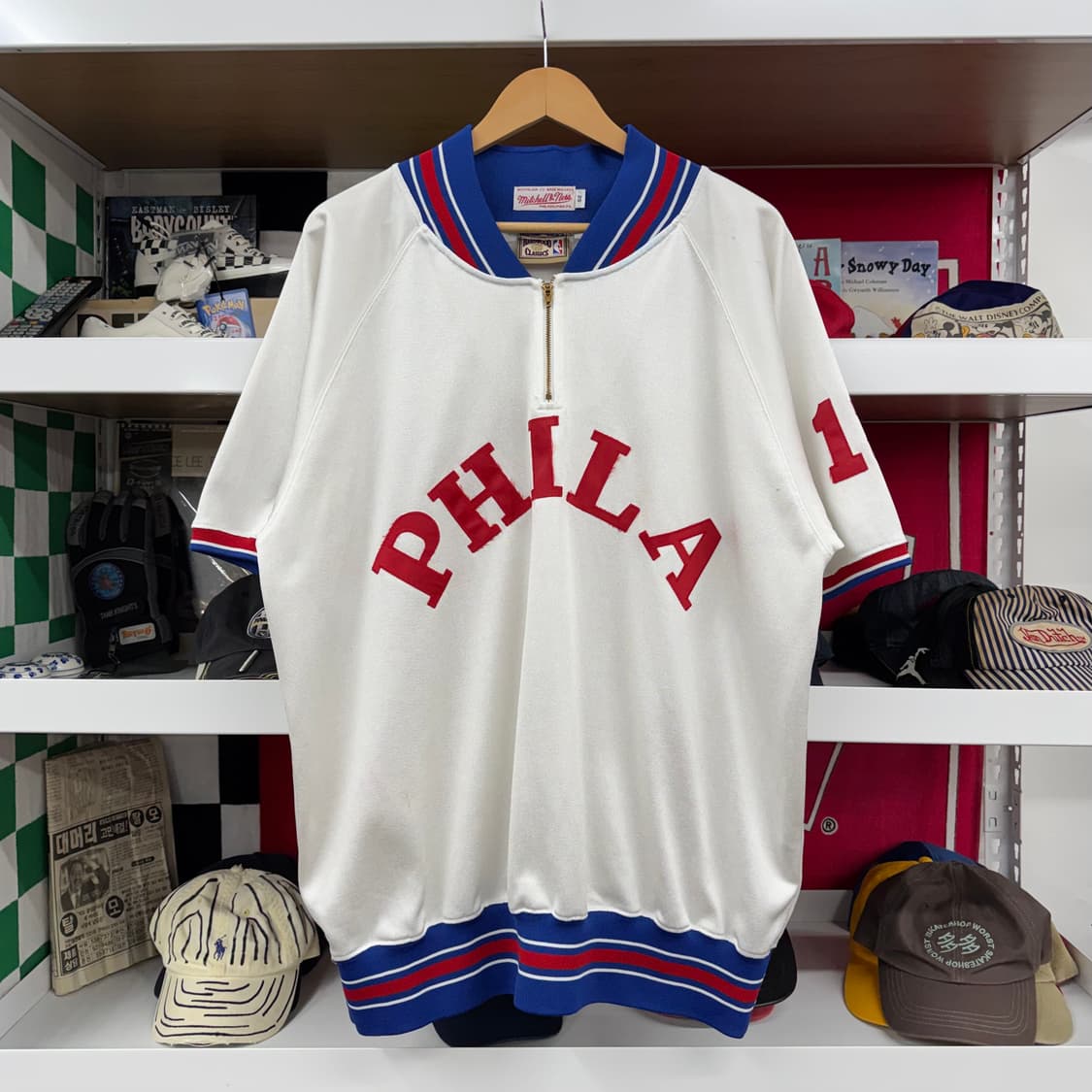 90s 미첼앤네스 필라델피아 식서스 반집업 져지 made in KOREA 상품이미지1