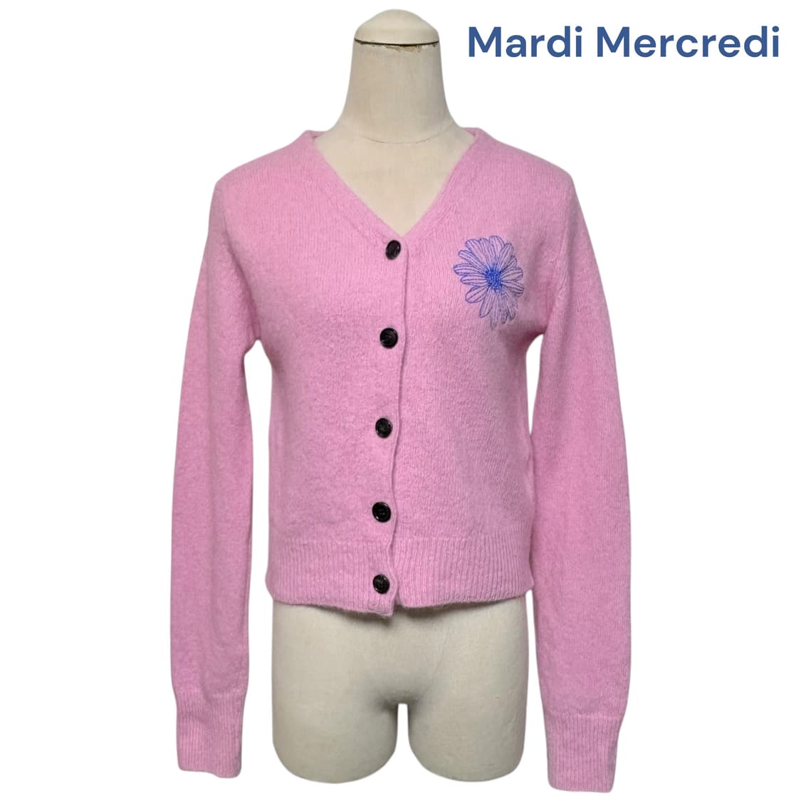 3675 마르디 메크르디 라쿤 핑크 니트가디건 상품이미지1