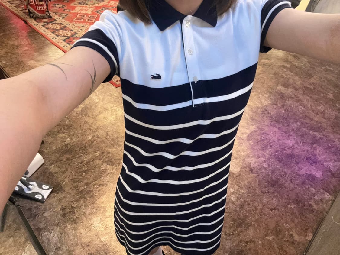 라코스테 네이비화이트 줄무늬 카라 원피스 상품이미지3