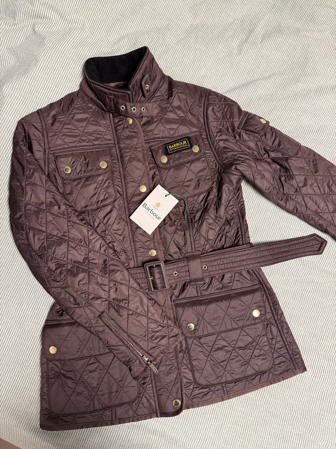 바버 인터네셔눌 폴라퀼팅 자켓 브라운 상품이미지1