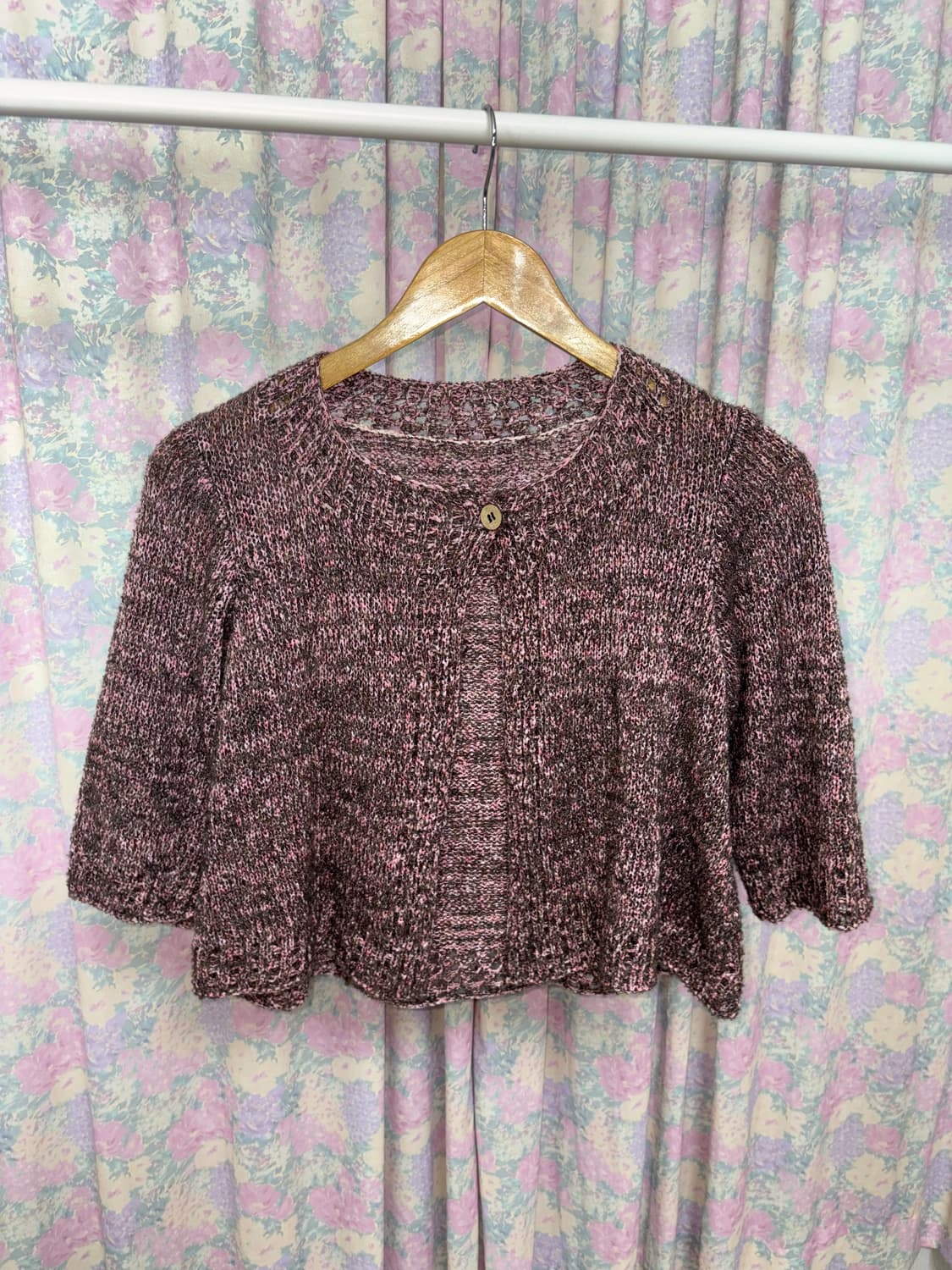 핑크 브라운 7부 니트 가디건 상품이미지4