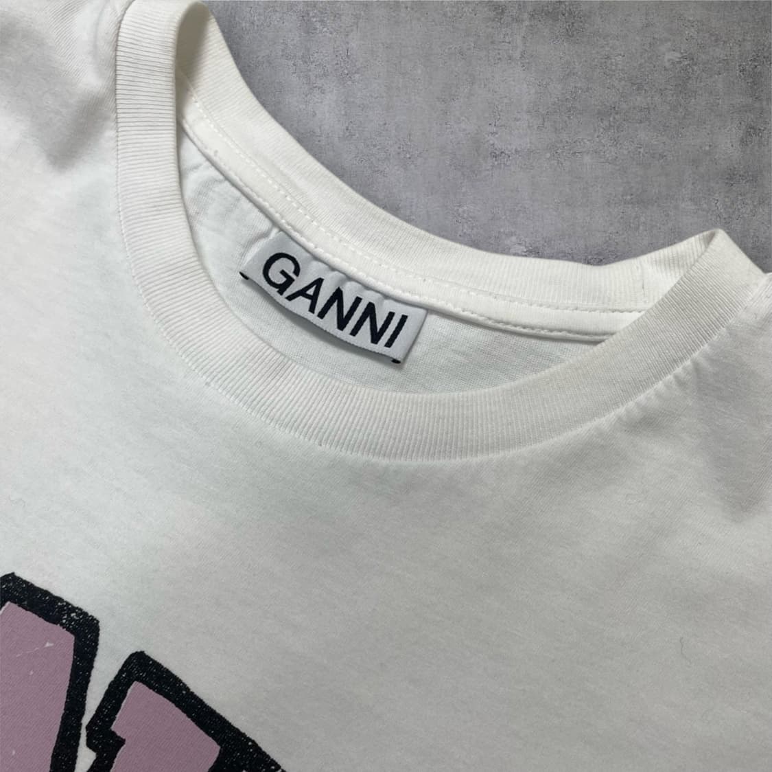 가니 Ganni 화이트 유니버시티 오브 러브 반팔 티셔츠 S 상품이미지2