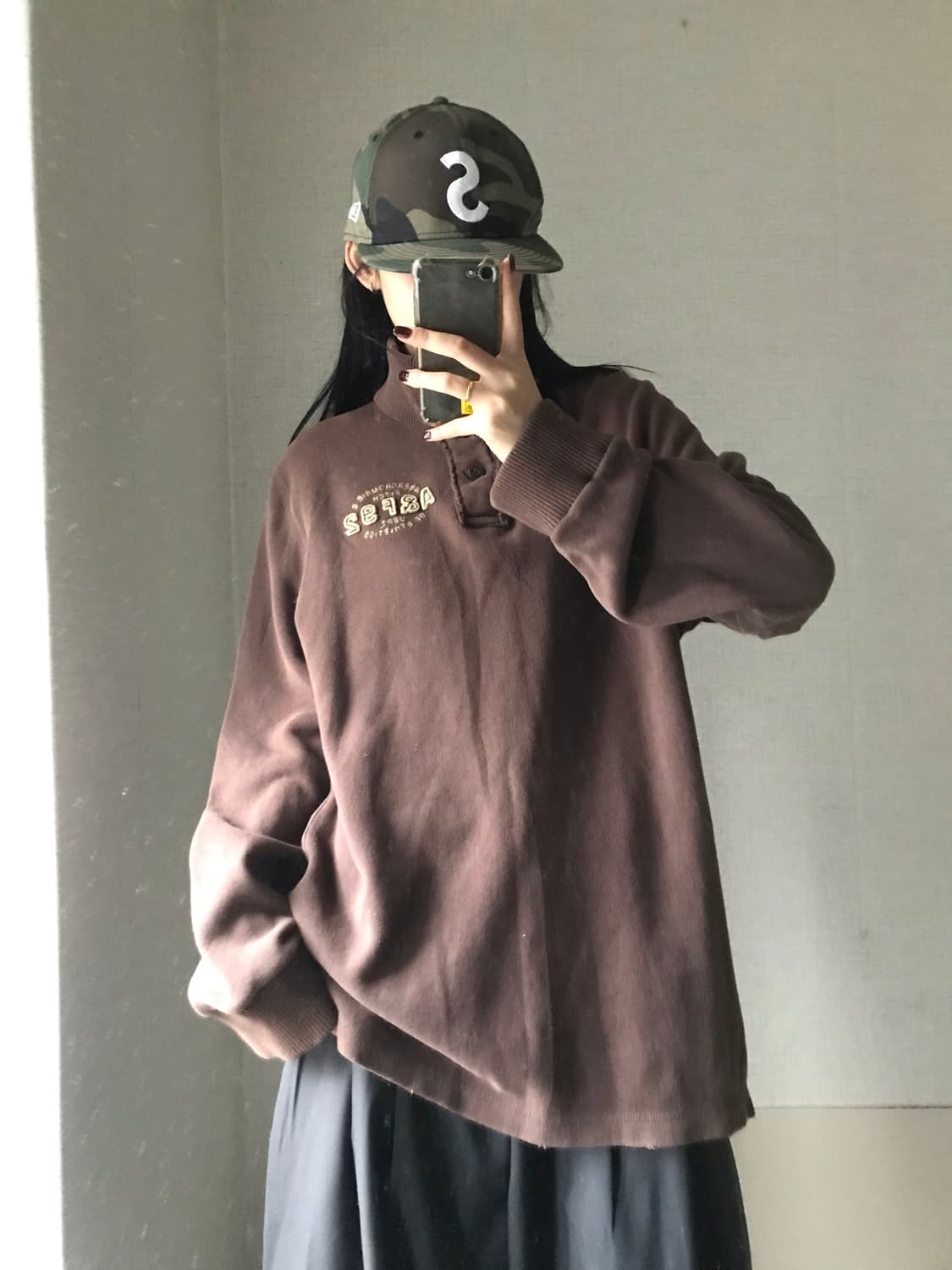 아베크롬비 브라운 스웻 버튼탑 상품이미지3