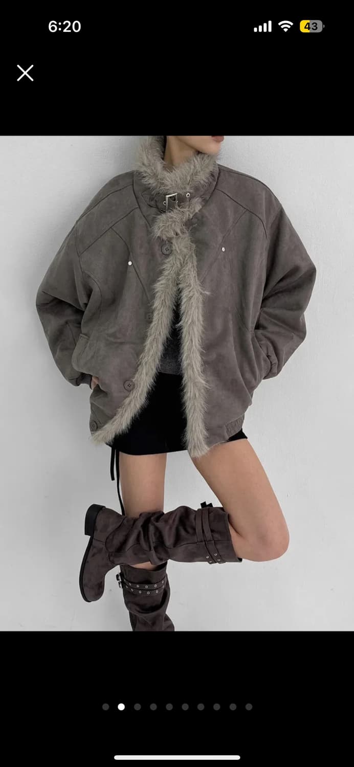 블랙업 캬롯 하이넥 퍼 패딩 무스탕 상품이미지2