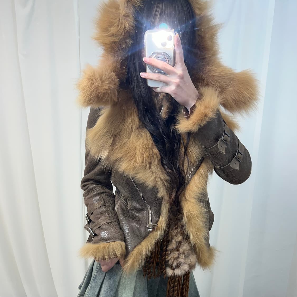 폭스 퍼 후디 무스탕 상품이미지4