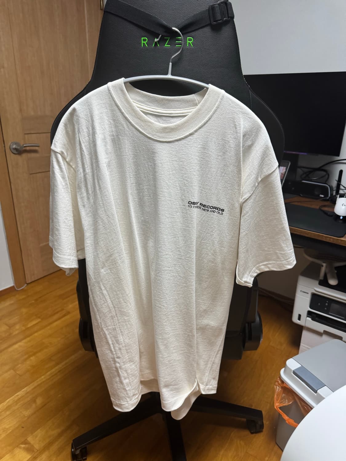 OBEY RECORDS 플라워 프린팅 반팔티 L 상품이미지1