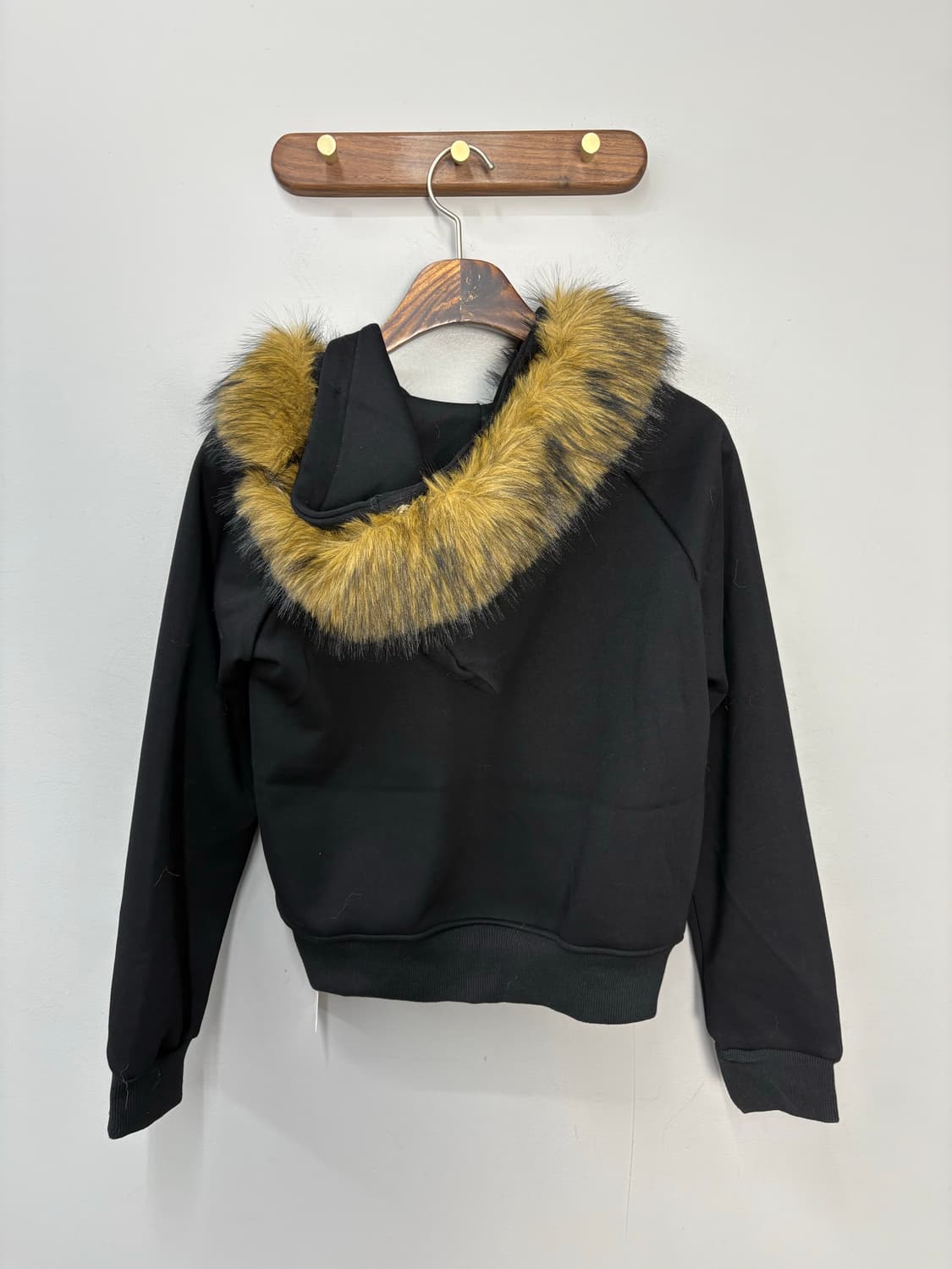 빈티지 블랙골드 패턴 퍼 후드집업 (퍼 탈부착 가능) A3124 상품이미지4