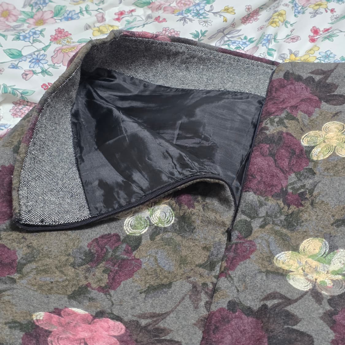 일본빈티지)플로럴 고전모리걸st 고딕로리타 로맨틱 로즈 모직 미디스커트 상품이미지3