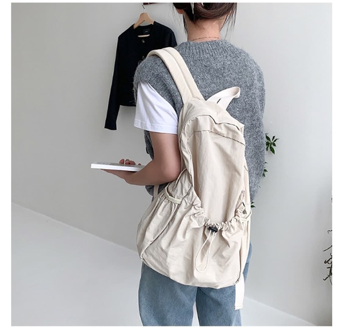 위베이지크 다담아 스트링 셔링 워싱 아이보리 백팩 가방 상품이미지8