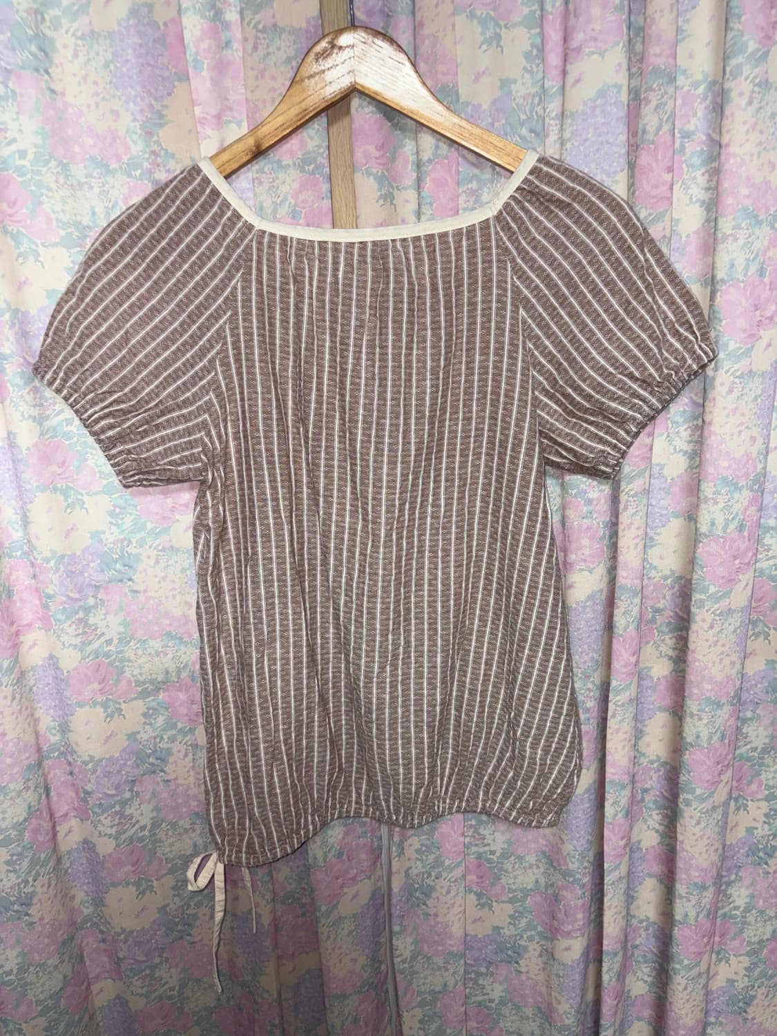 핑크 스트라이프 반소매 블라우스 상품이미지9