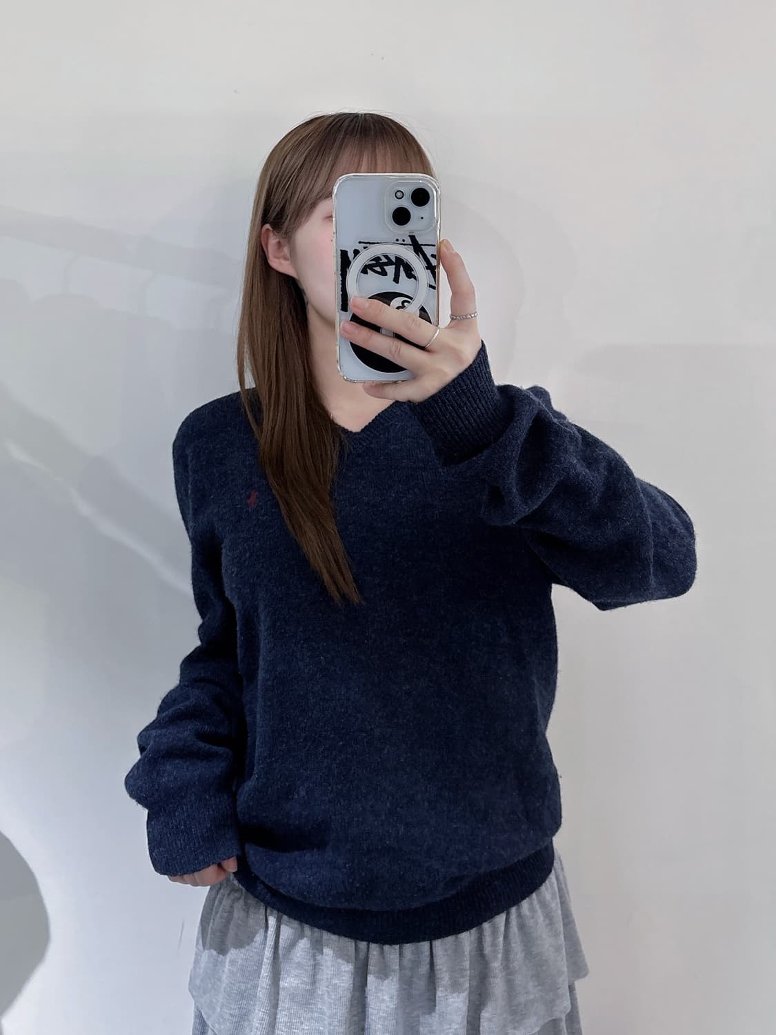 폴로랄프로렌 버건디포니 차콜 울 브이넥 니트 상품이미지2